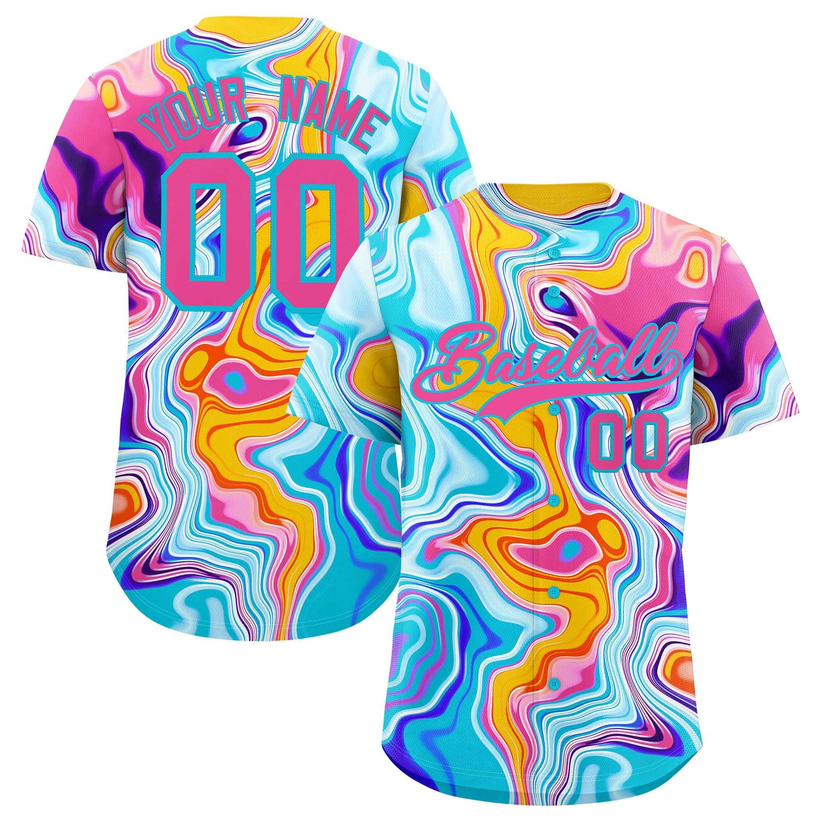 Custom Multi Color Split Fashion Fluid Pattern Authentic Baseball Jersey