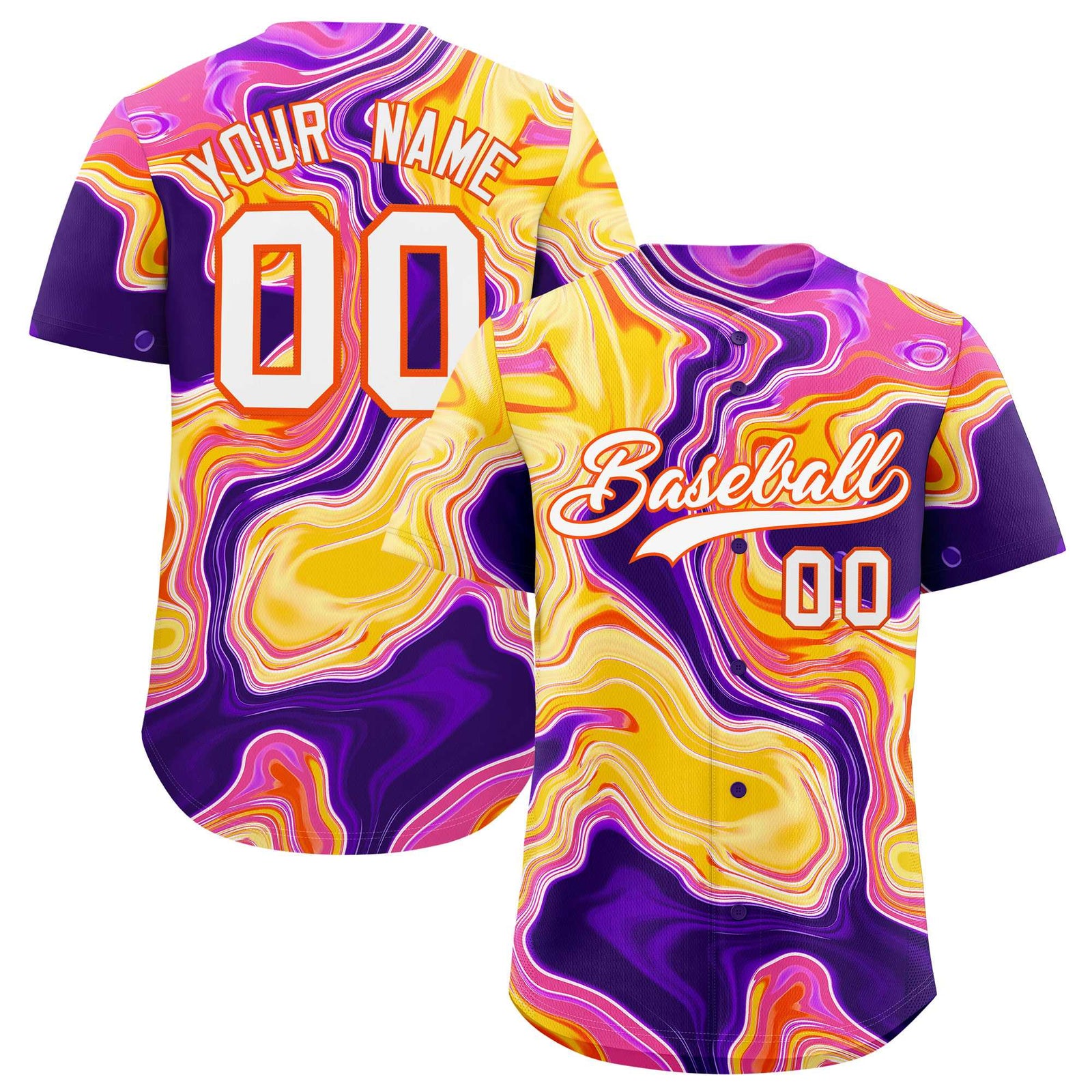 Custom Multi Color Split Fashion Fluid Pattern Authentic Baseball Jersey