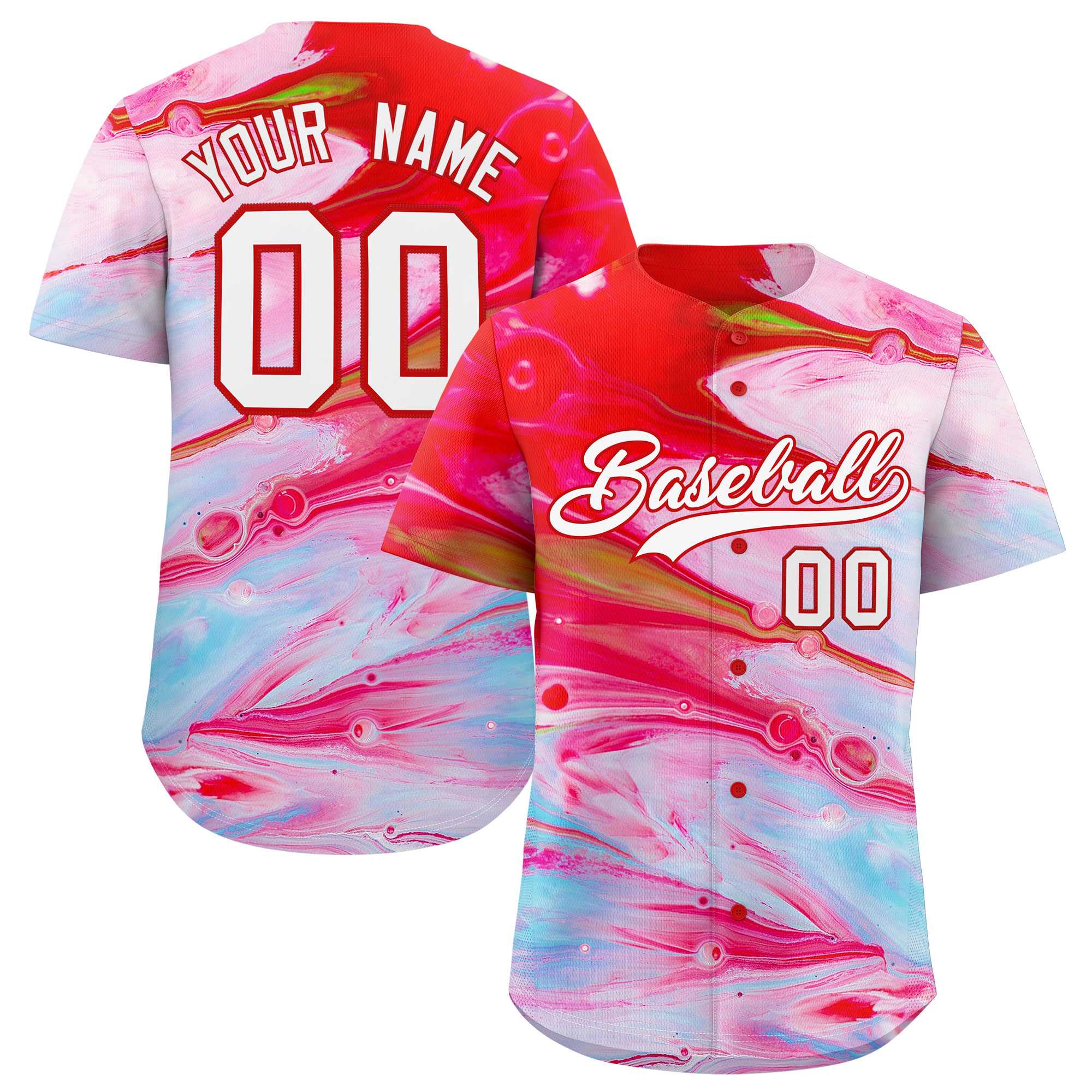 Custom Multi Color Split Fashion Fluid Pattern Authentic Baseball Jersey