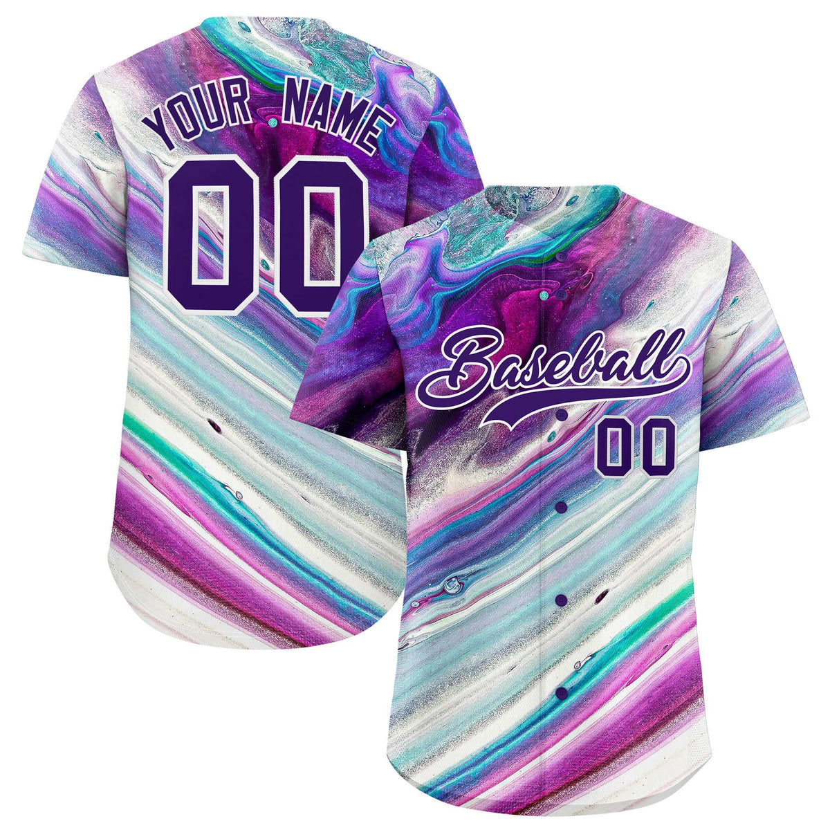 Custom Multi Color Split Fashion Fluid Pattern Authentic Baseball Jersey