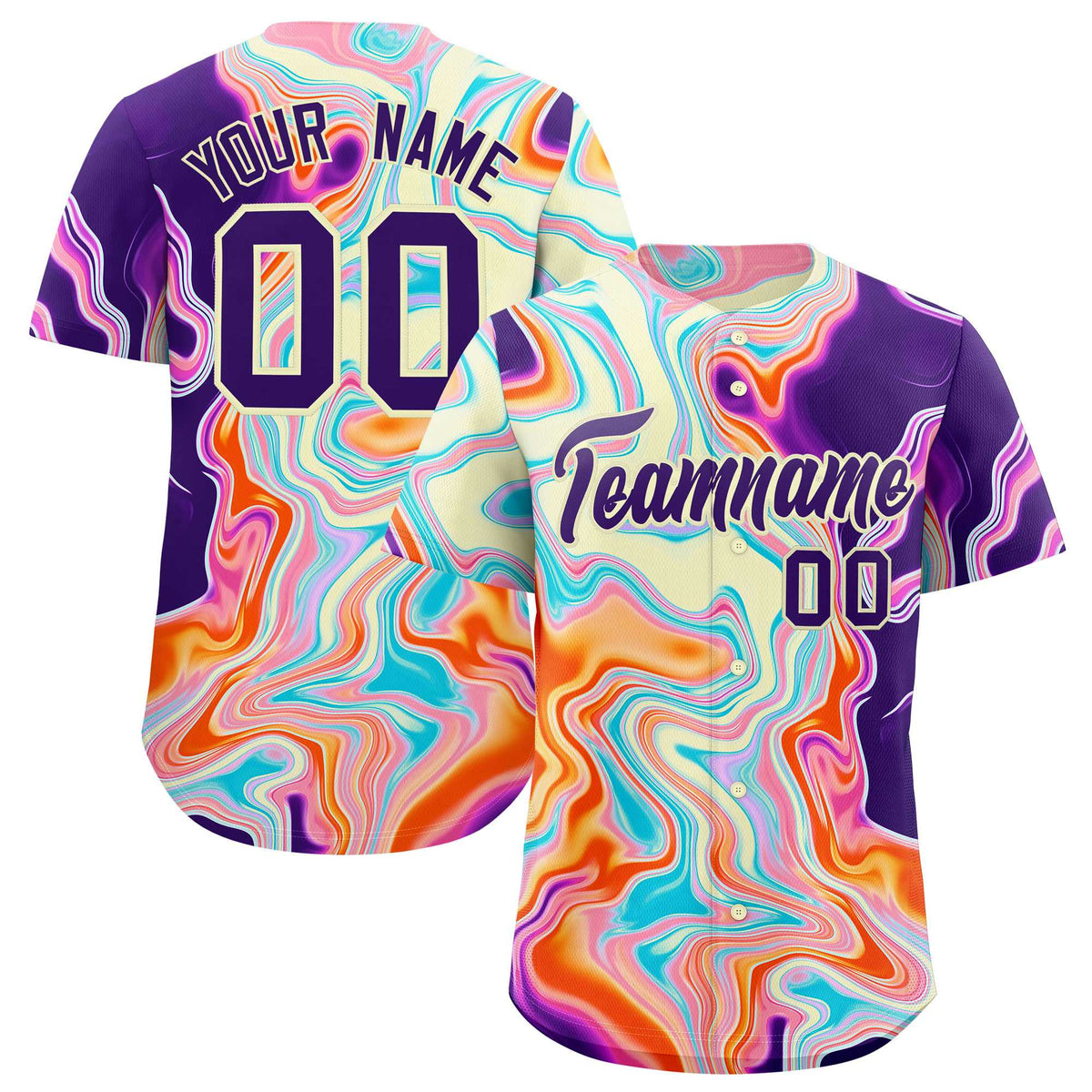 Custom Multi Color Split Fashion Fluid Pattern Authentic Baseball Jersey