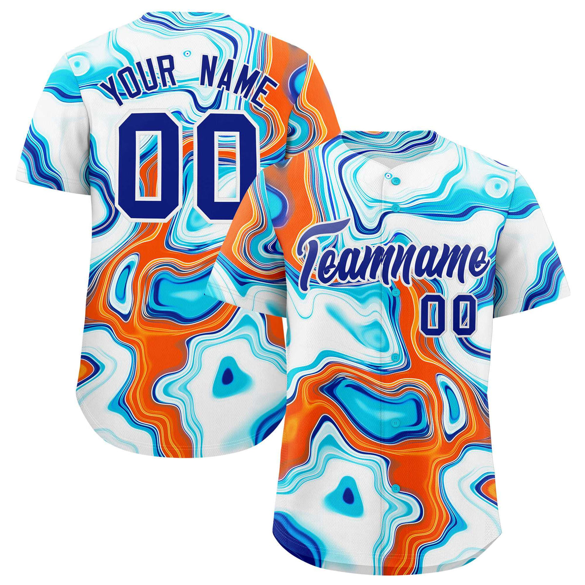 Custom Multi Color Split Fashion Fluid Pattern Authentic Baseball Jersey