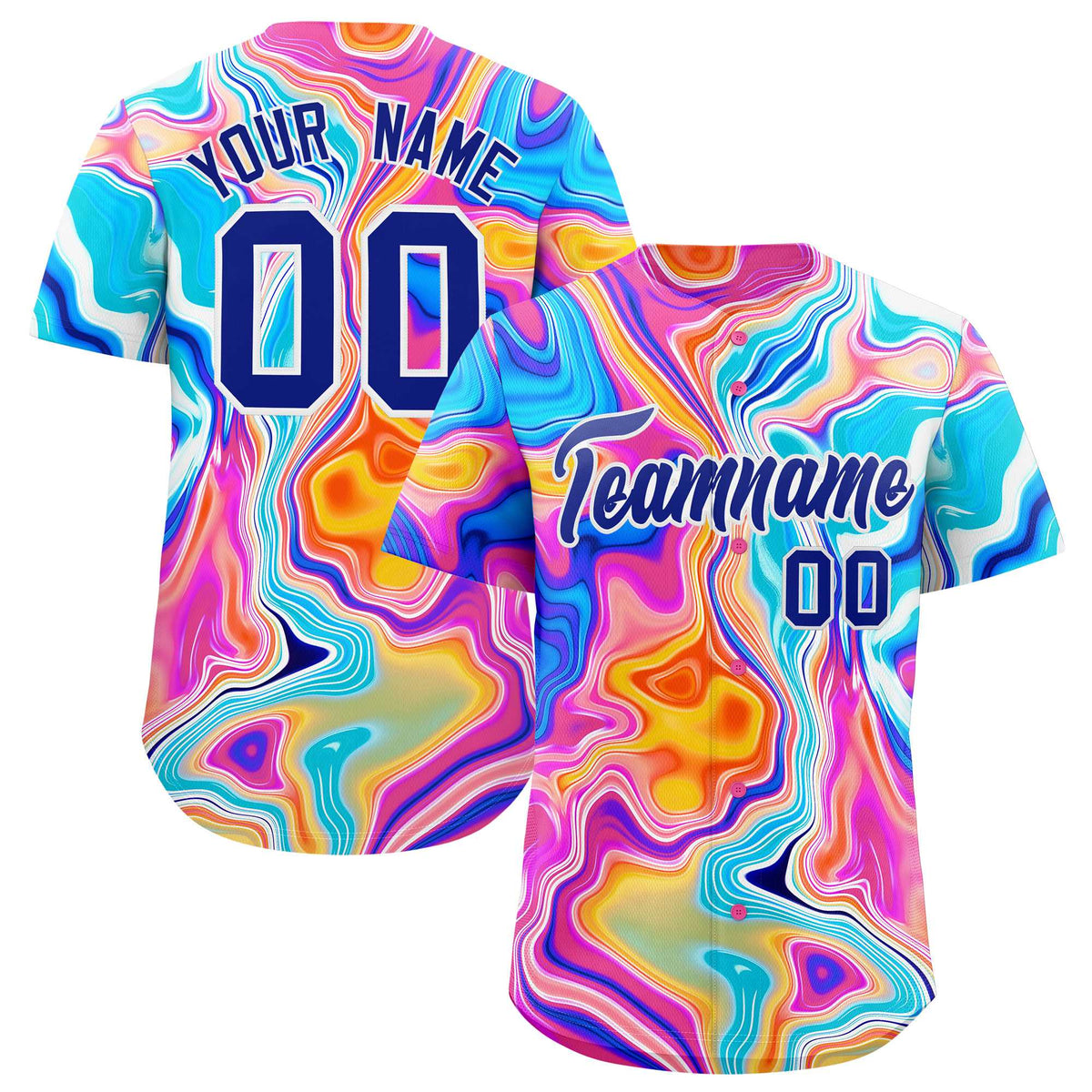 Custom Multi Color Split Fashion Fluid Pattern Authentic Baseball Jersey