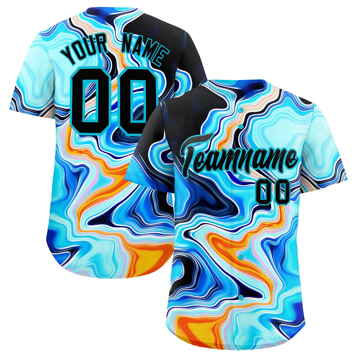 Custom Multi Color Split Fashion Fluid Pattern Authentic Baseball Jersey