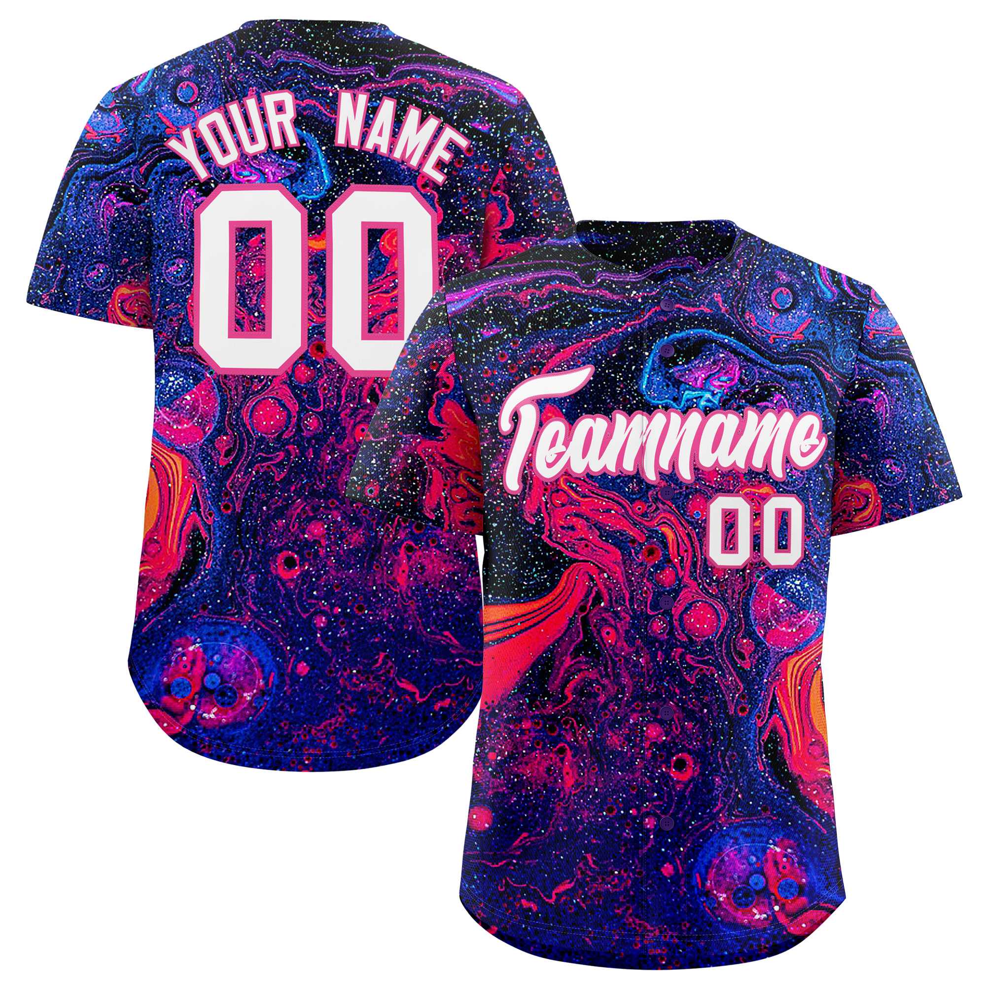 Custom Multi Color Split Fashion Fluid Pattern Authentic Baseball Jersey