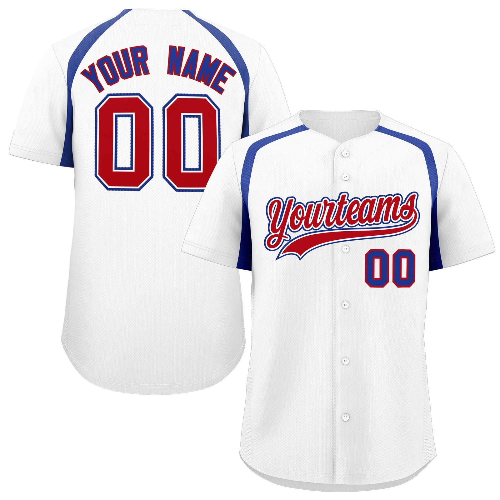 Custom White Royal Personalized Color Block Authentic Baseball Jersey