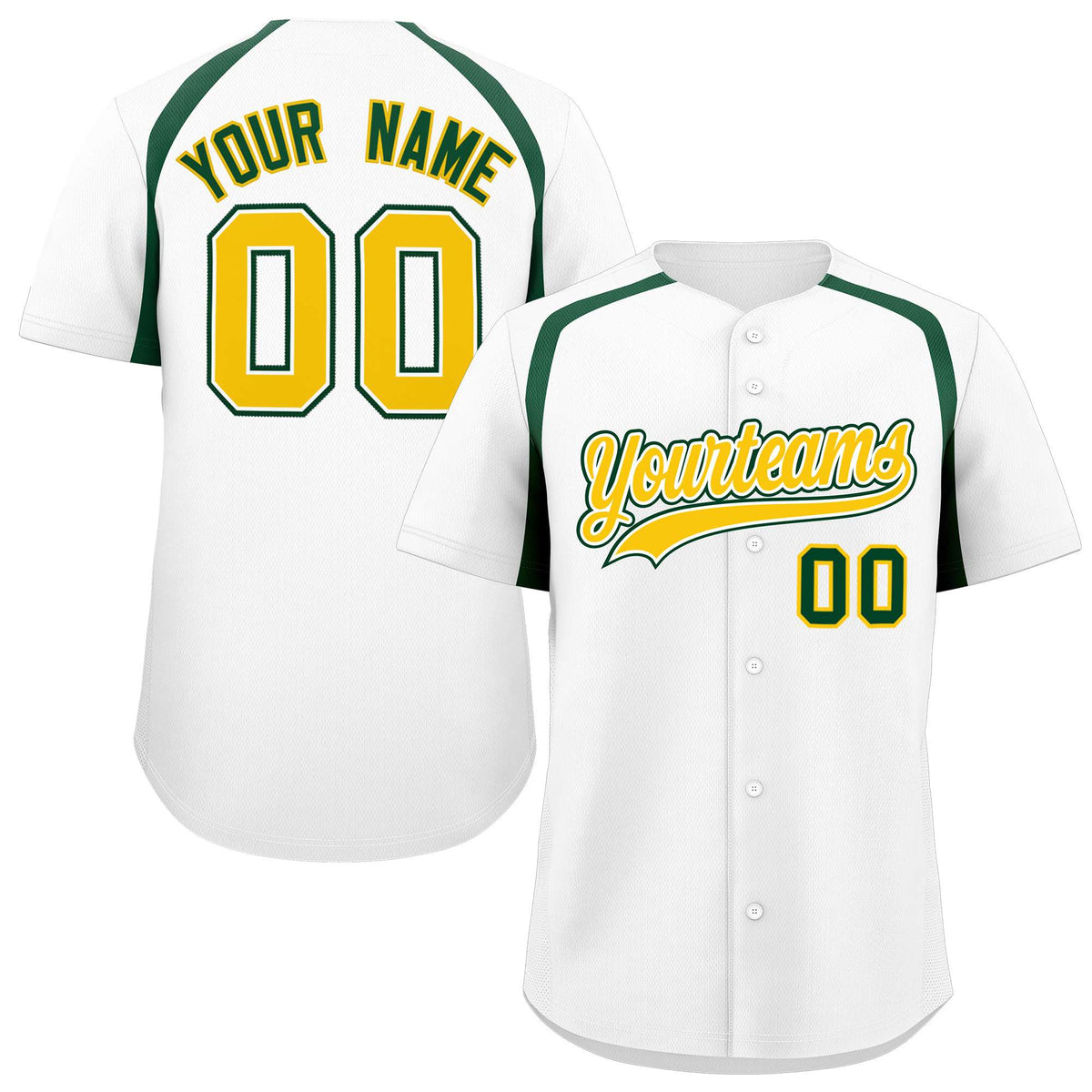 Custom White Kelly Green Personalized Color Block Authentic Baseball Jersey
