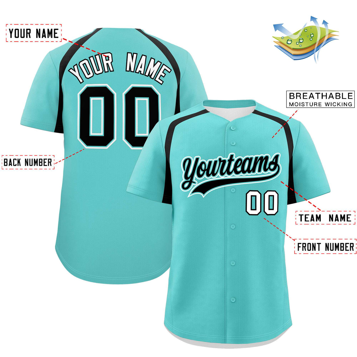 Custom Bright Green Black Personalized Color Block Authentic Baseball Jersey