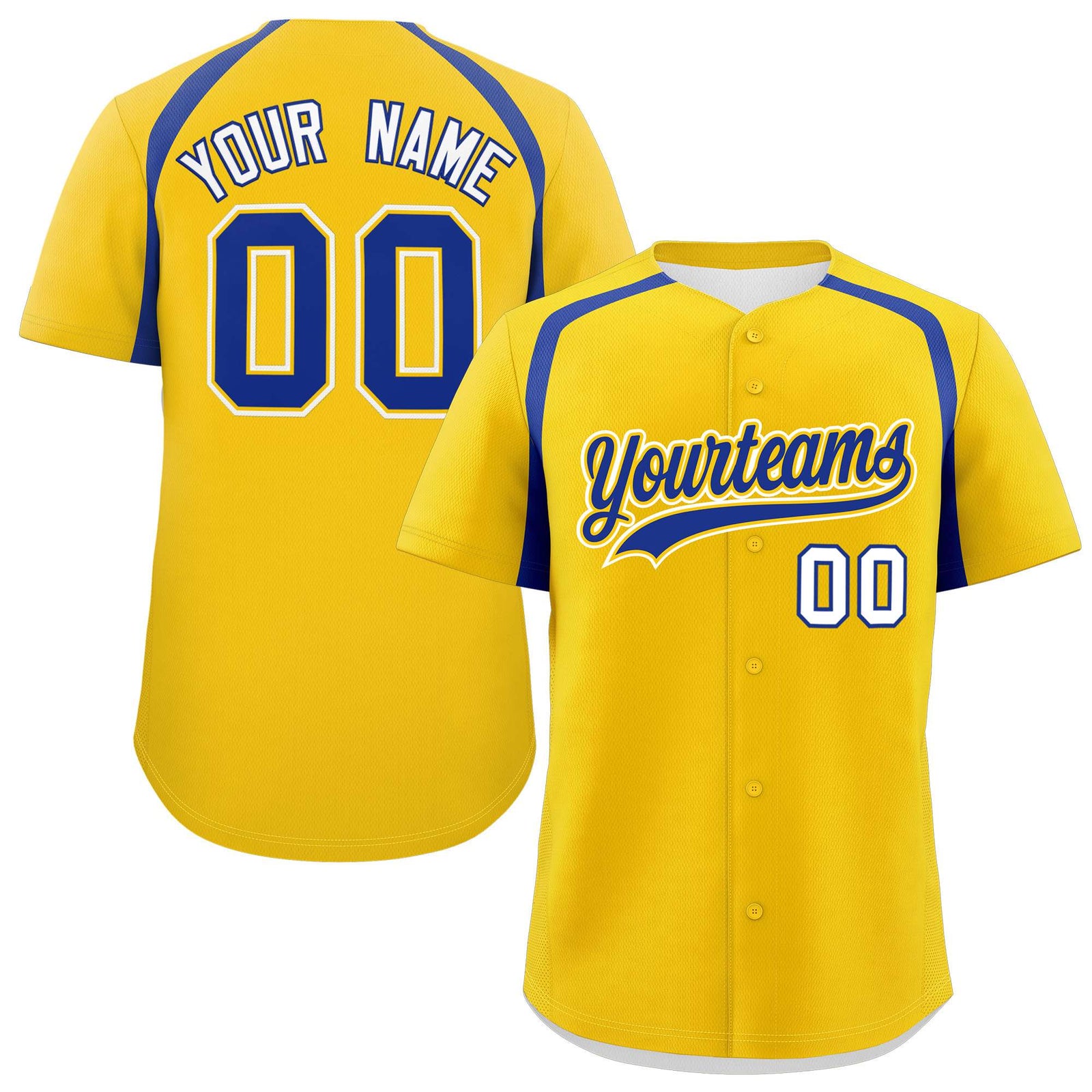 Custom Gold Royal Personalized Color Block Authentic Baseball Jersey