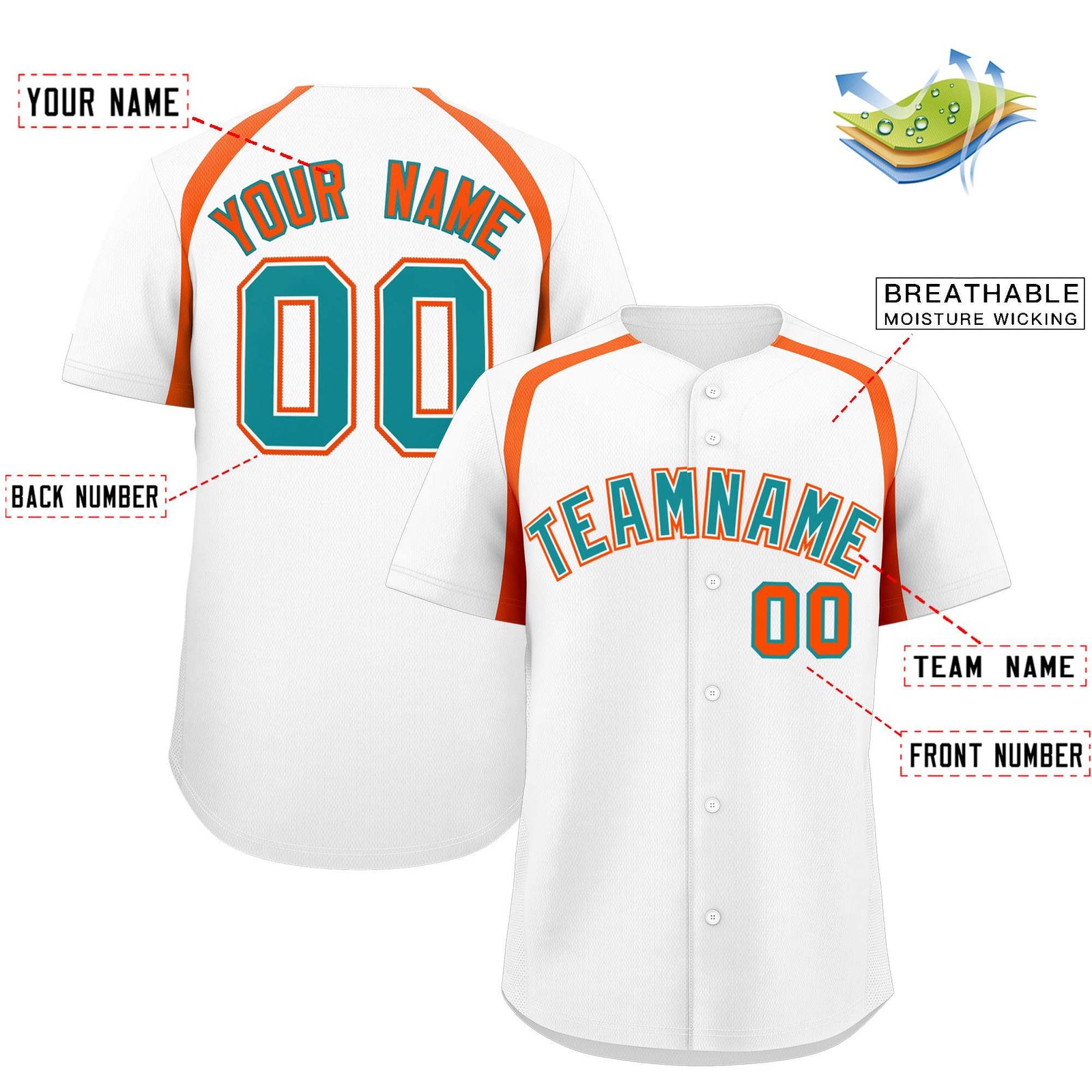 Custom White Orange Personalized Color Block Authentic Baseball Jersey