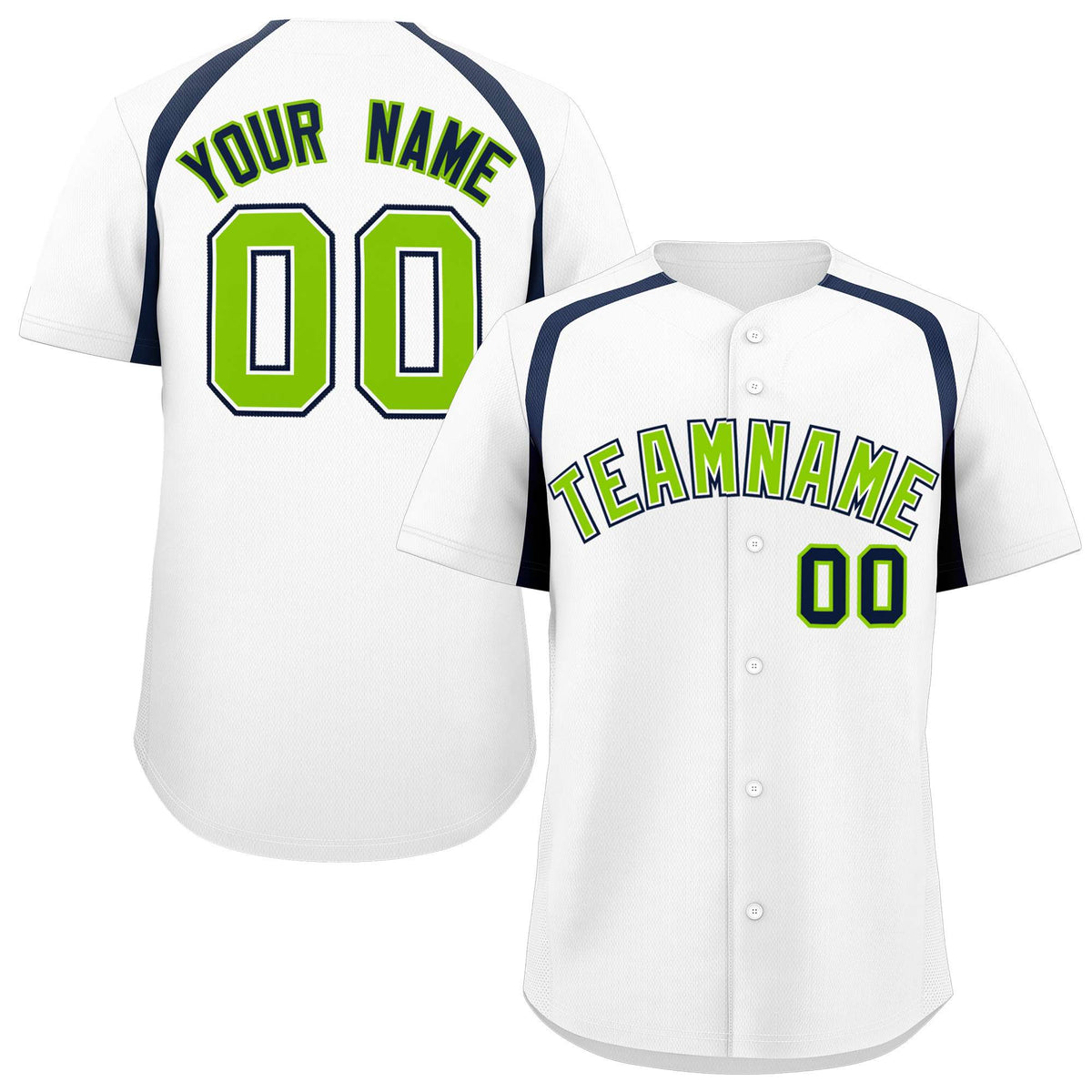 Custom White Navy Personalized Color Block Authentic Baseball Jersey