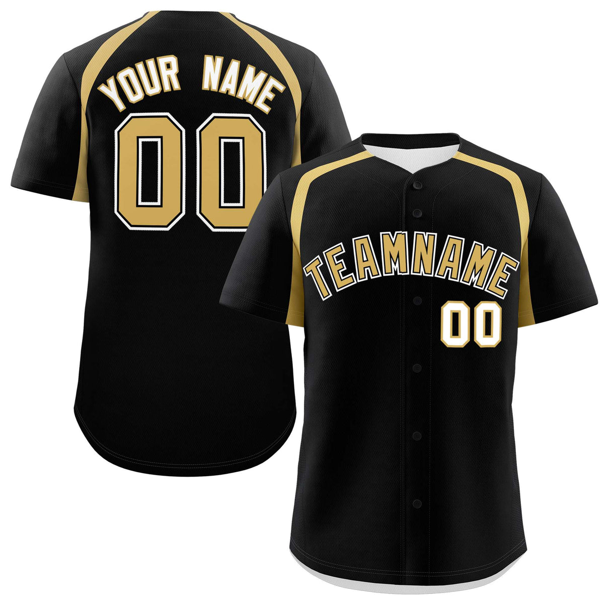 Custom Black Old Gold Personalized Color Block Authentic Baseball Jersey