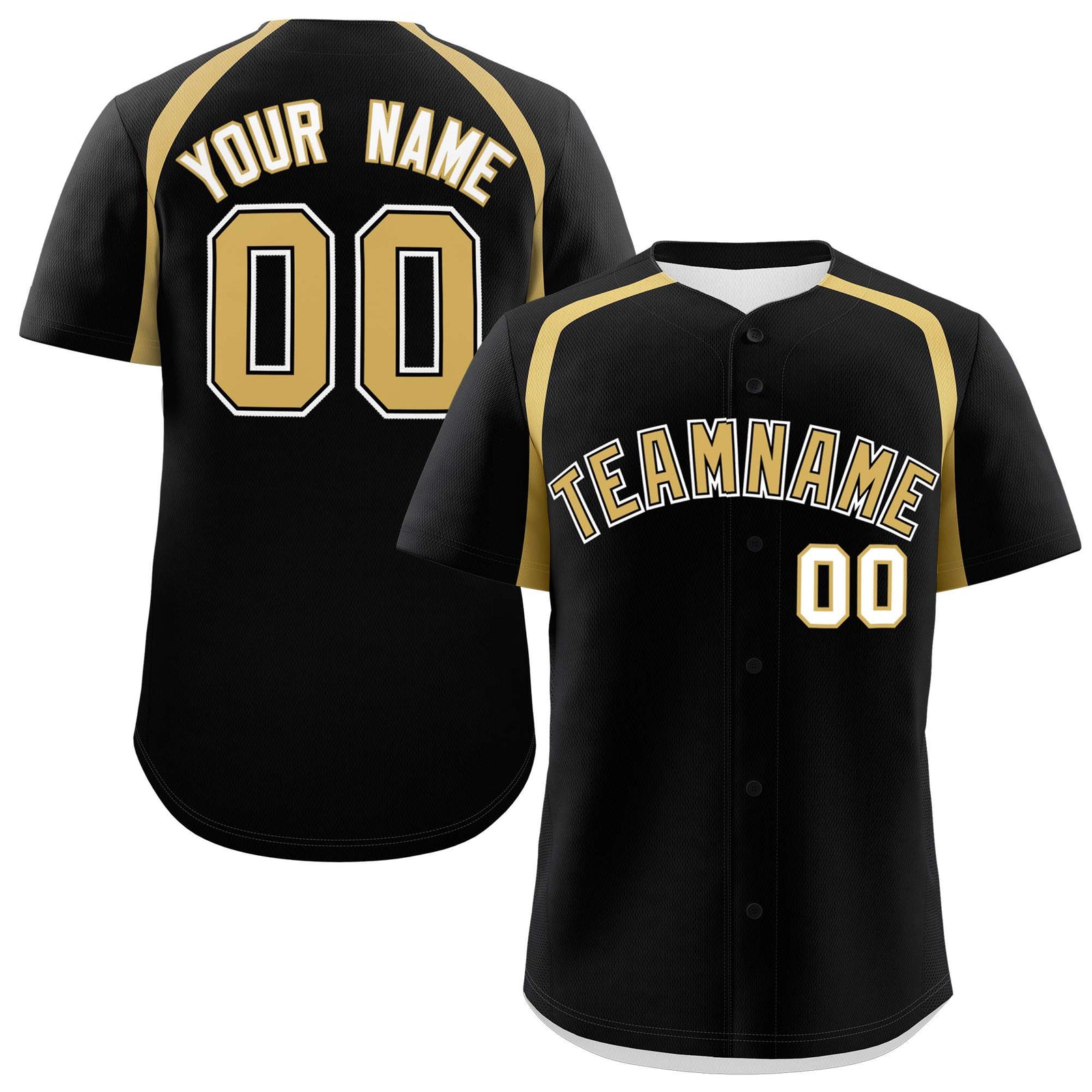 Custom Black Old Gold Personalized Color Block Authentic Baseball Jersey
