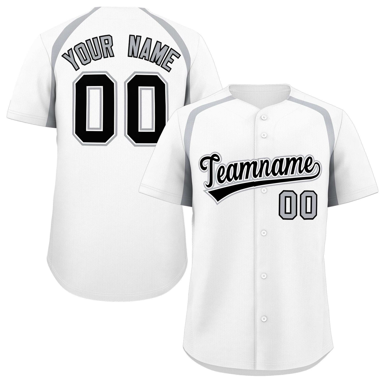 Custom White Silver Personalized Color Block Authentic Baseball Jersey