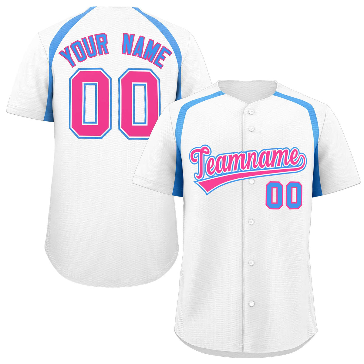 Custom White Powder Blue Personalized Color Block Authentic Baseball Jersey