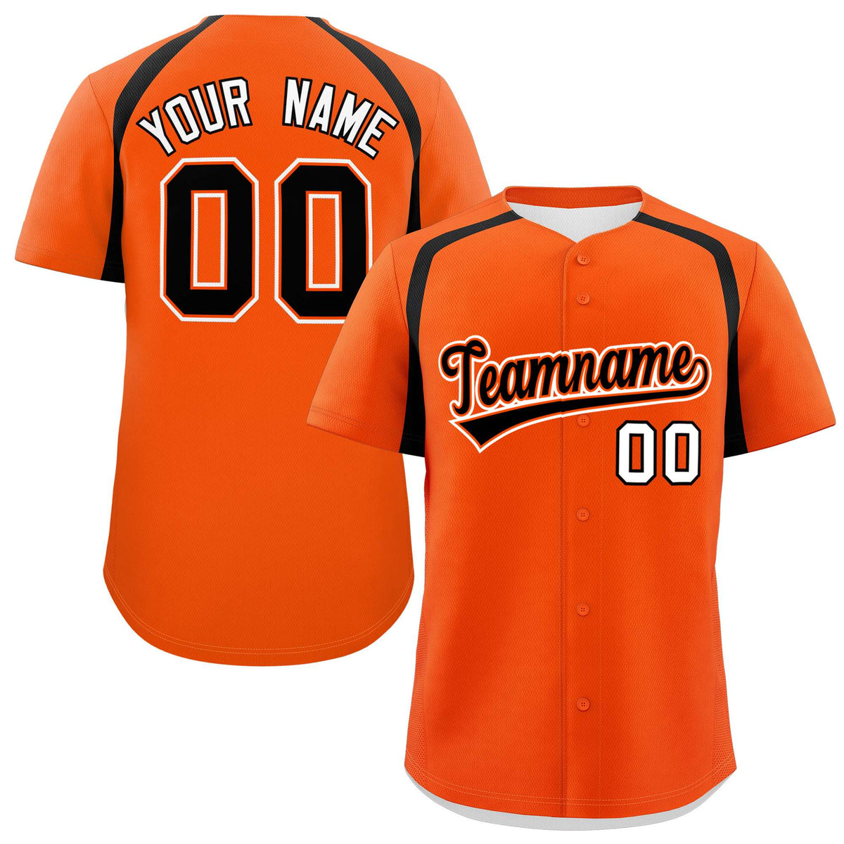 Custom Orange Black Personalized Color Block Authentic Baseball Jersey