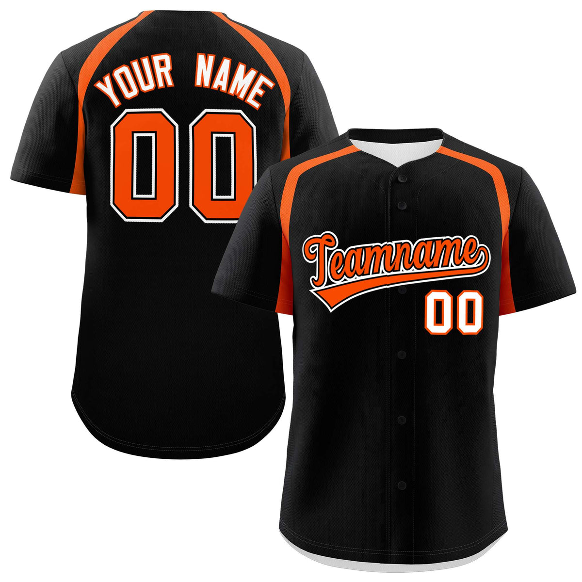 Custom Black Orange Personalized Color Block Authentic Baseball Jersey