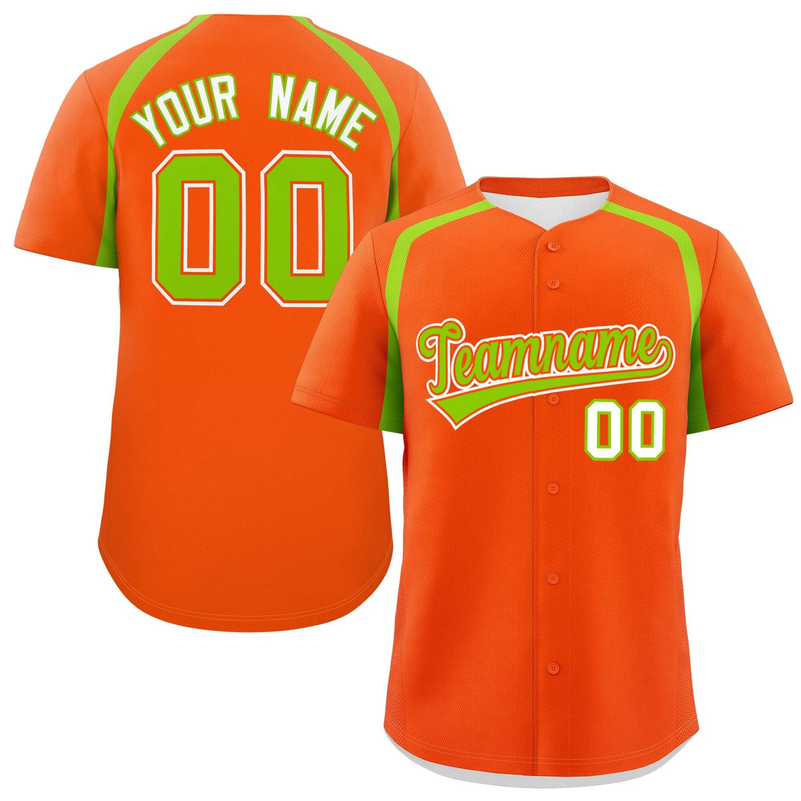 Custom Orange Neon Green Personalized Color Block Authentic Baseball Jersey