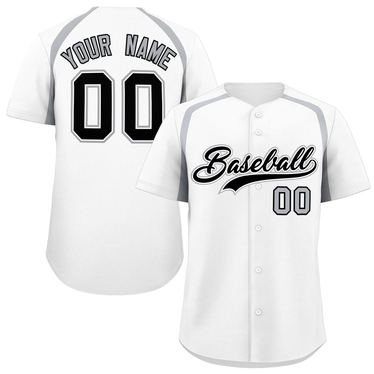 Custom White Silver Personalized Color Block Authentic Baseball Jersey