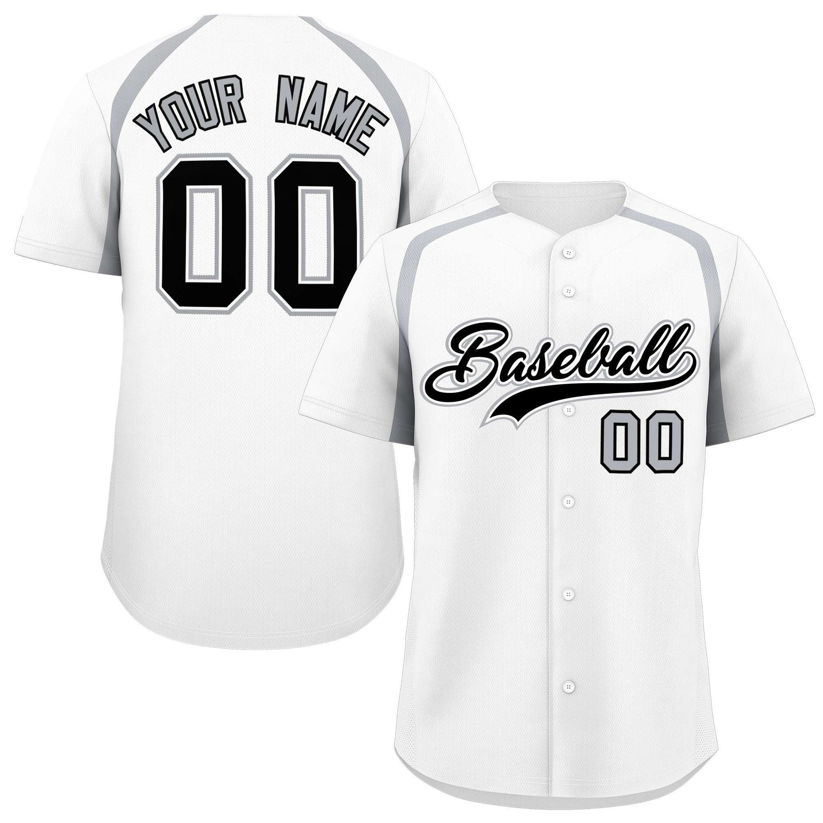 Custom White Silver Personalized Color Block Authentic Baseball Jersey