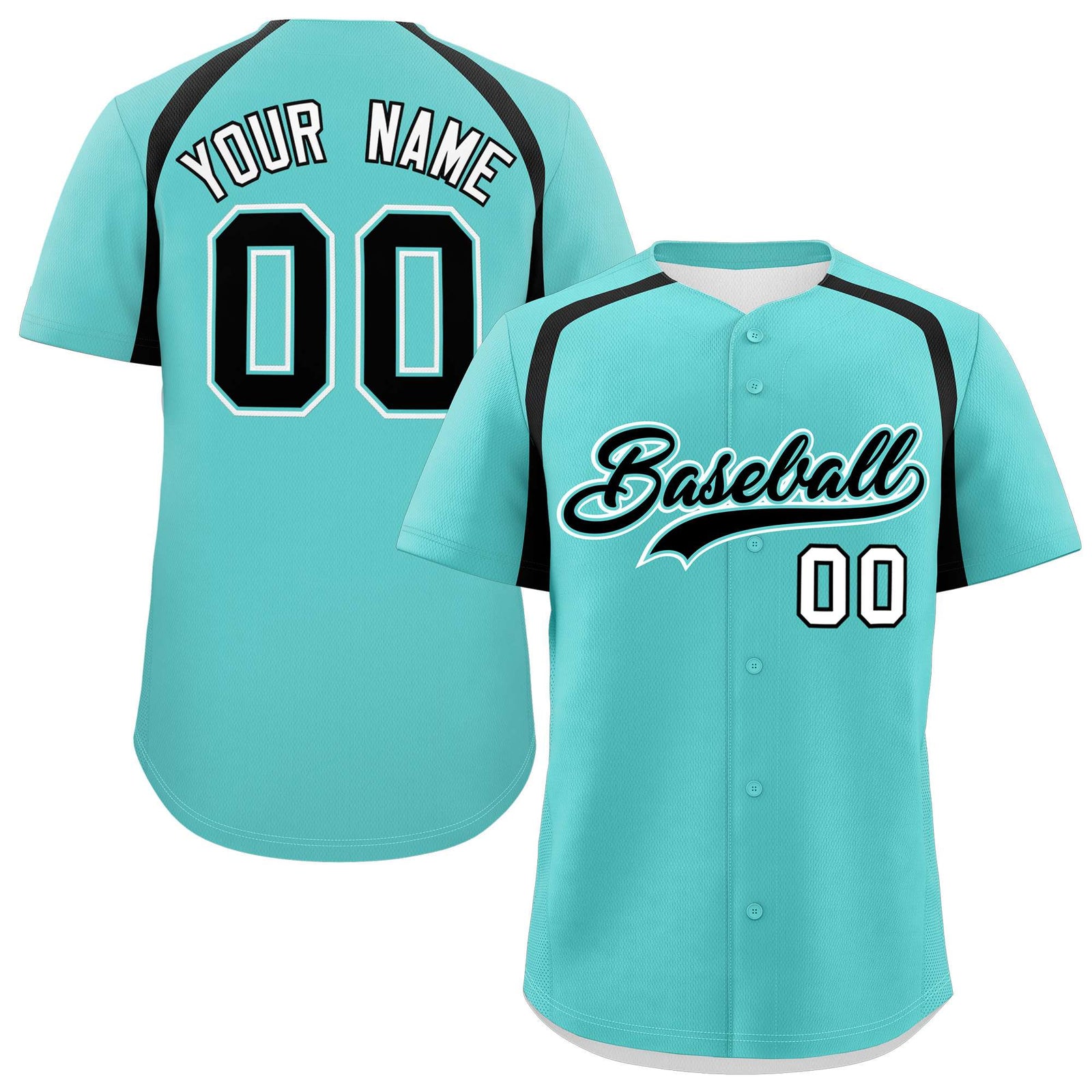 Custom Bright Green Black Personalized Color Block Authentic Baseball Jersey