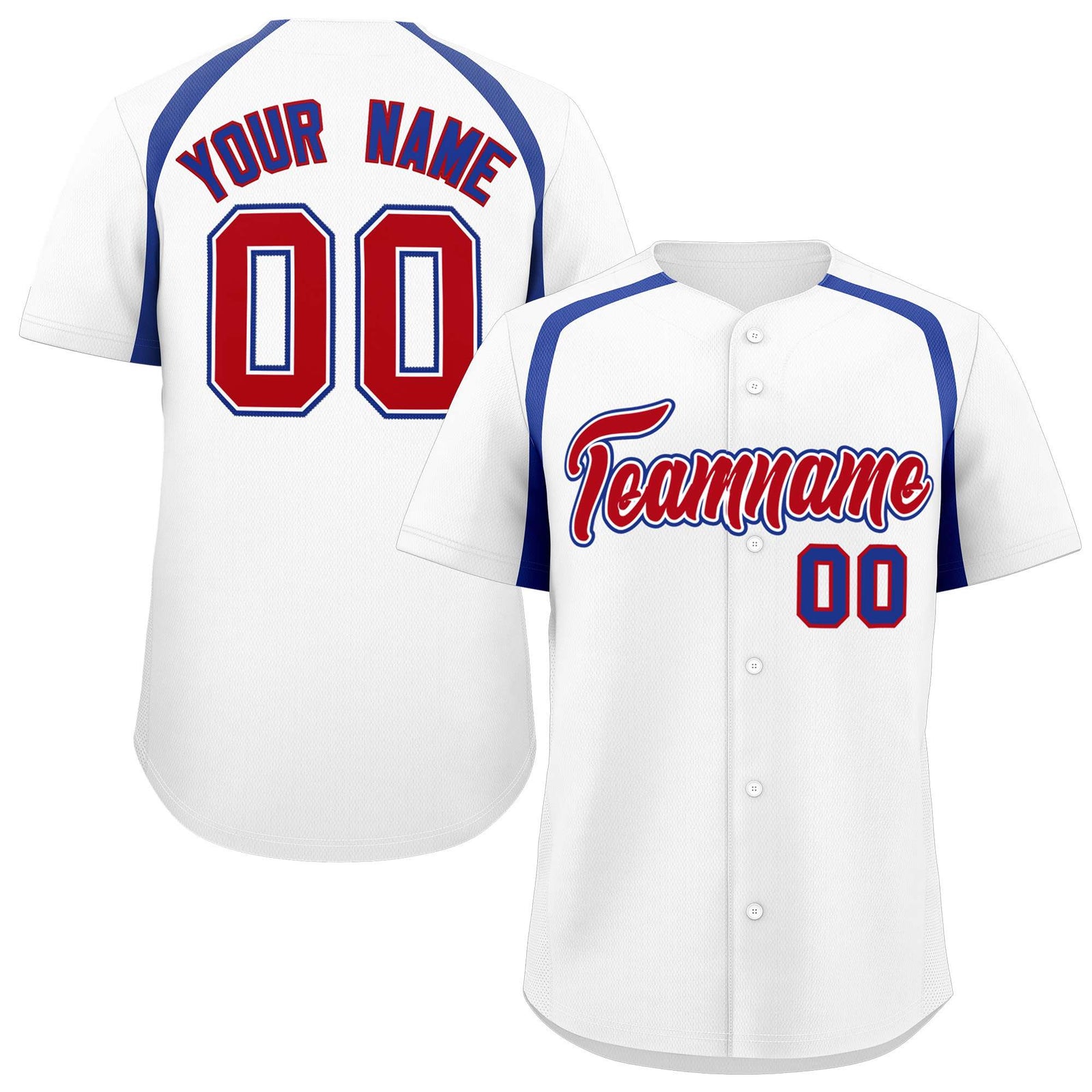 Custom White Royal Personalized Color Block Authentic Baseball Jersey