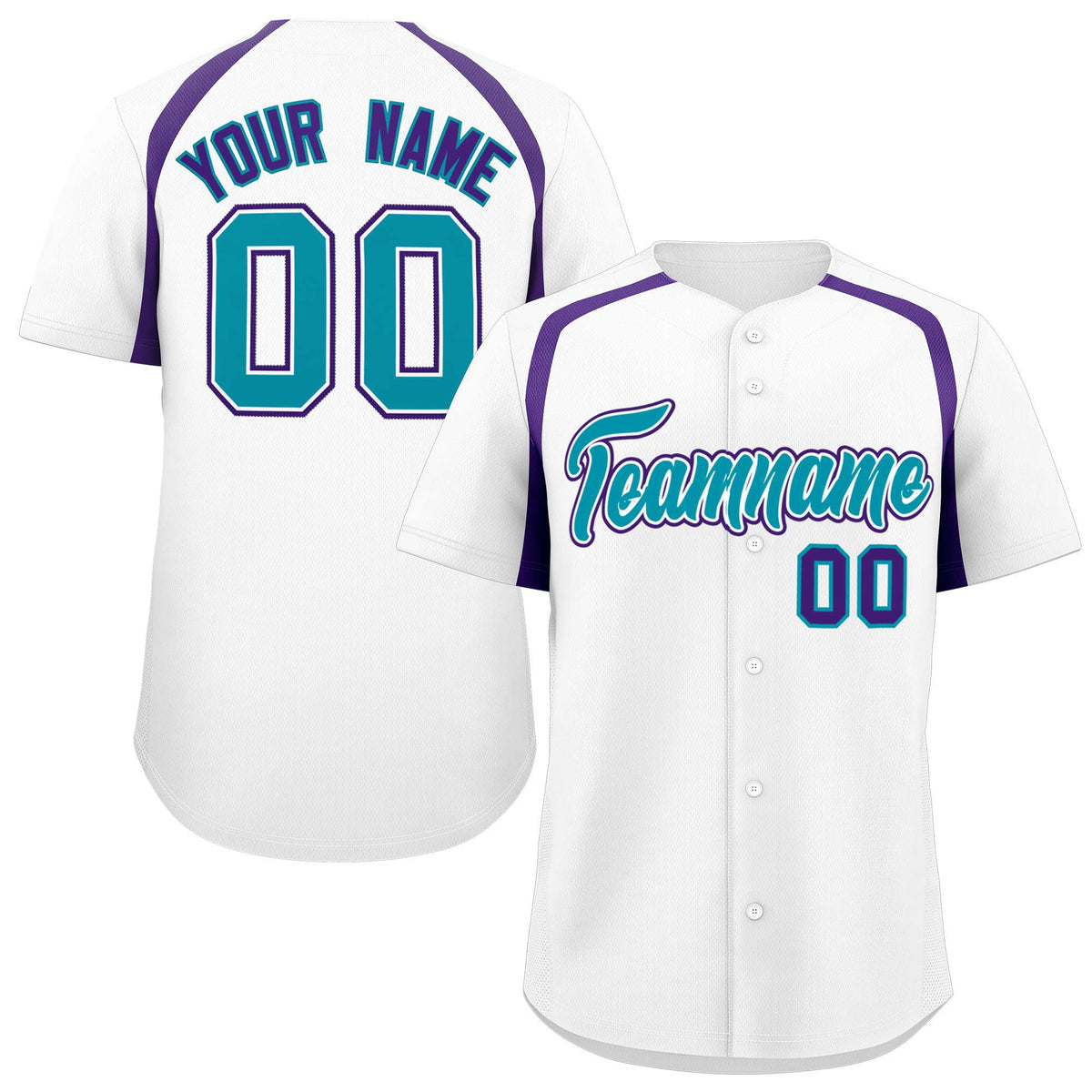 Custom White Purple Personalized Color Block Authentic Baseball Jersey