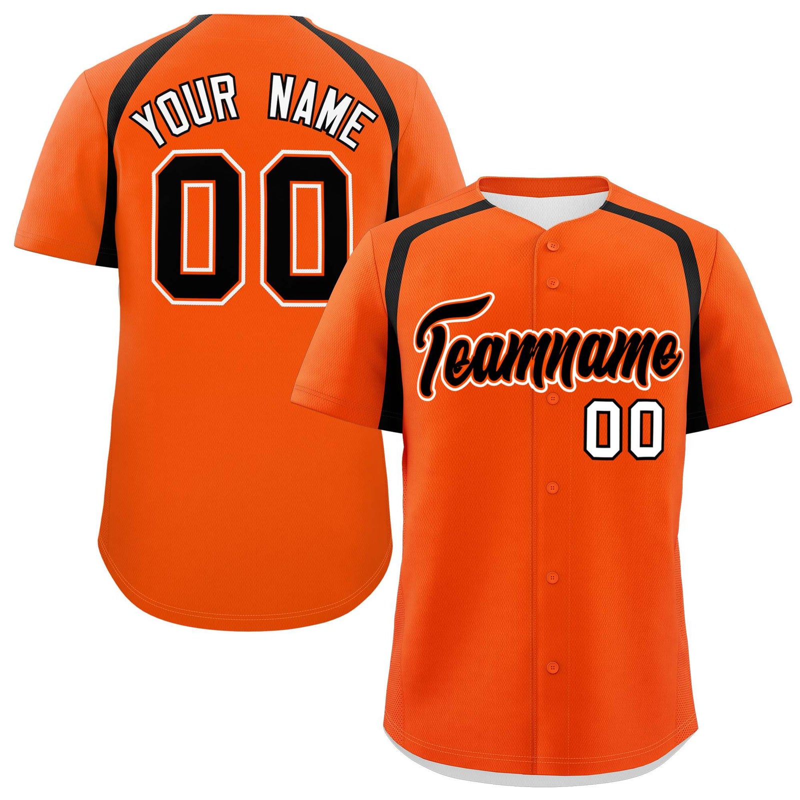 Custom Orange Black Personalized Color Block Authentic Baseball Jersey