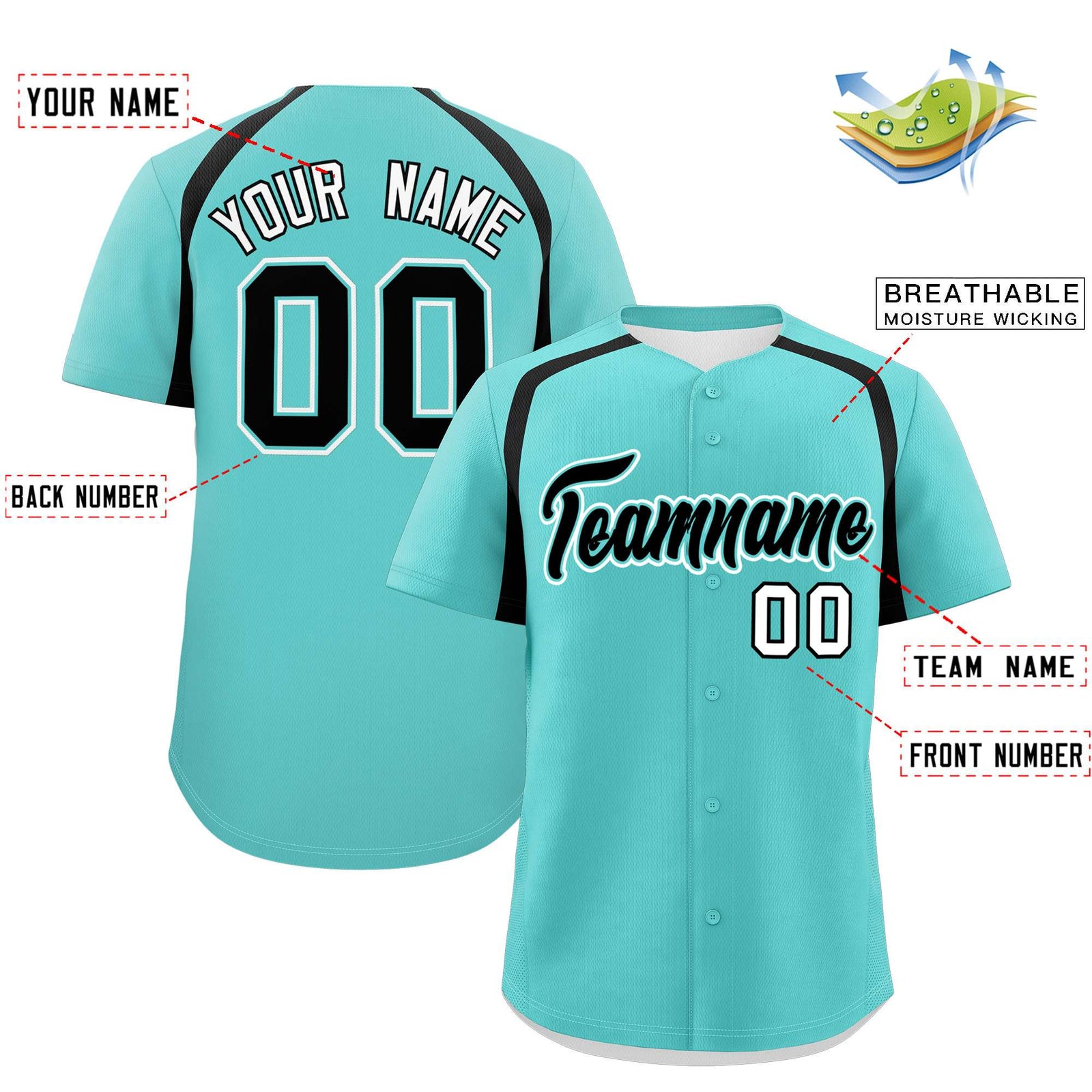 Custom Bright Green Black Personalized Color Block Authentic Baseball Jersey