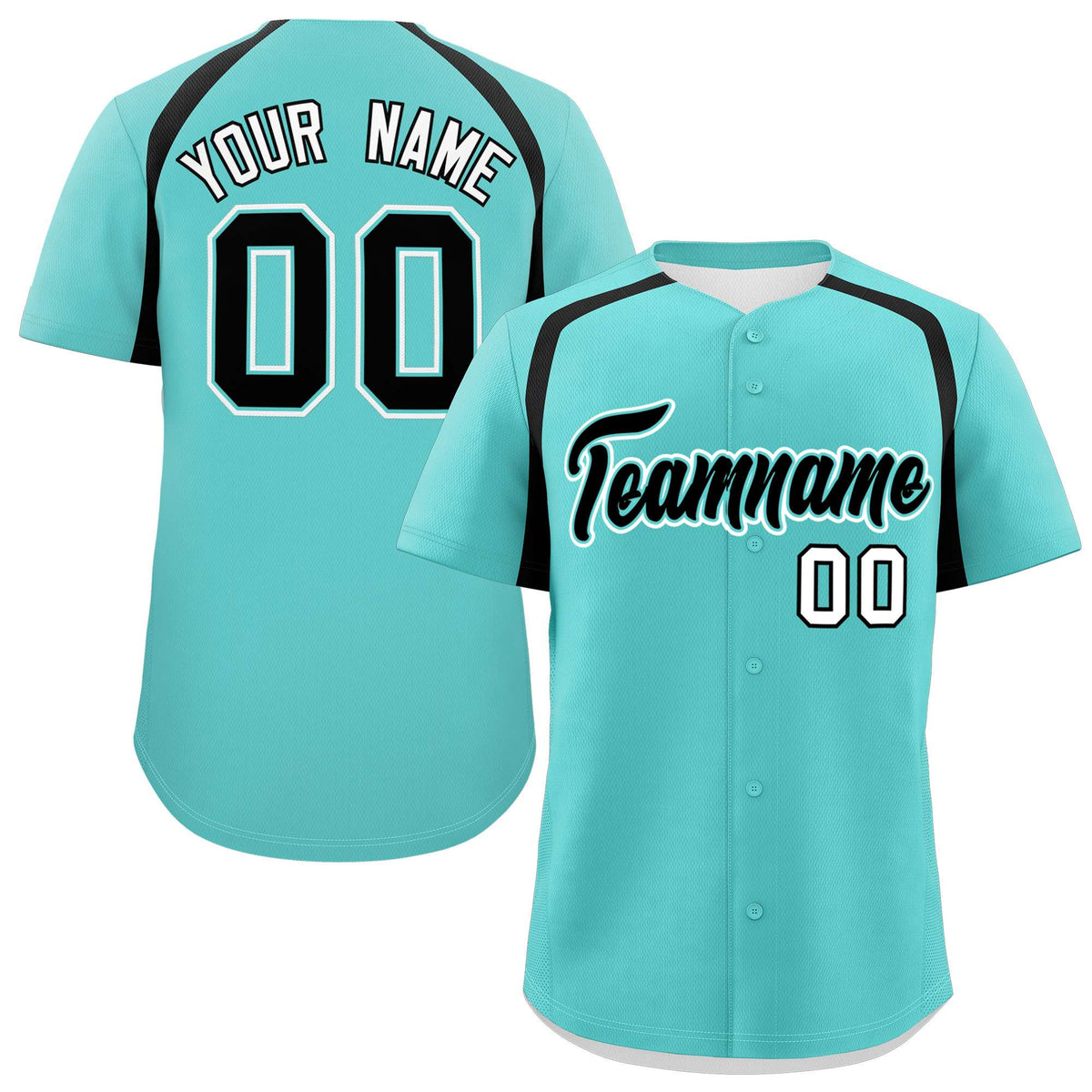 Custom Bright Green Black Personalized Color Block Authentic Baseball Jersey