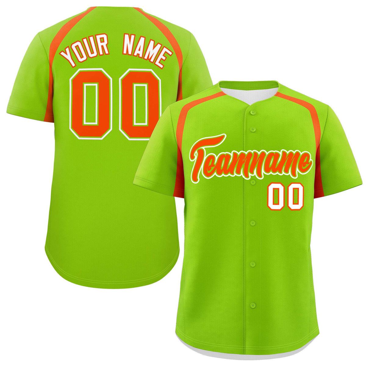 Custom Neon Green Orange Personalized Color Block Authentic Baseball Jersey
