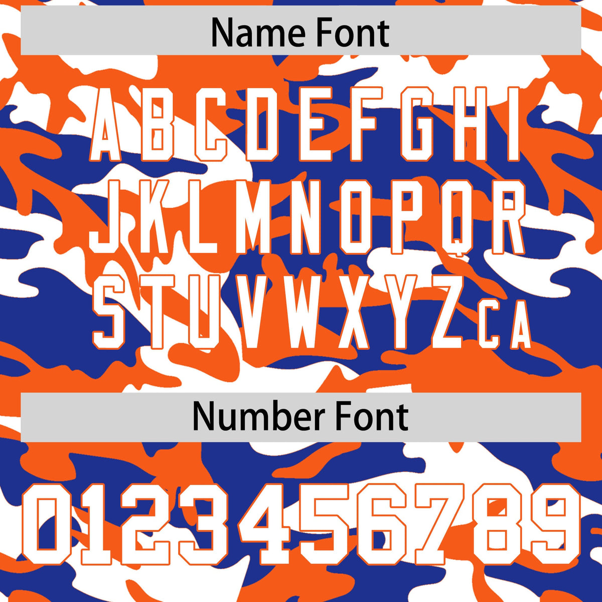 Custom Royal Blue Orange White Camo Gradient Fashion Baseball Jersey | Perfect for Training,Sublimation Printed &amp; Stitched,Add Name and Numbern,Perfect for Teams | KXKSHOP