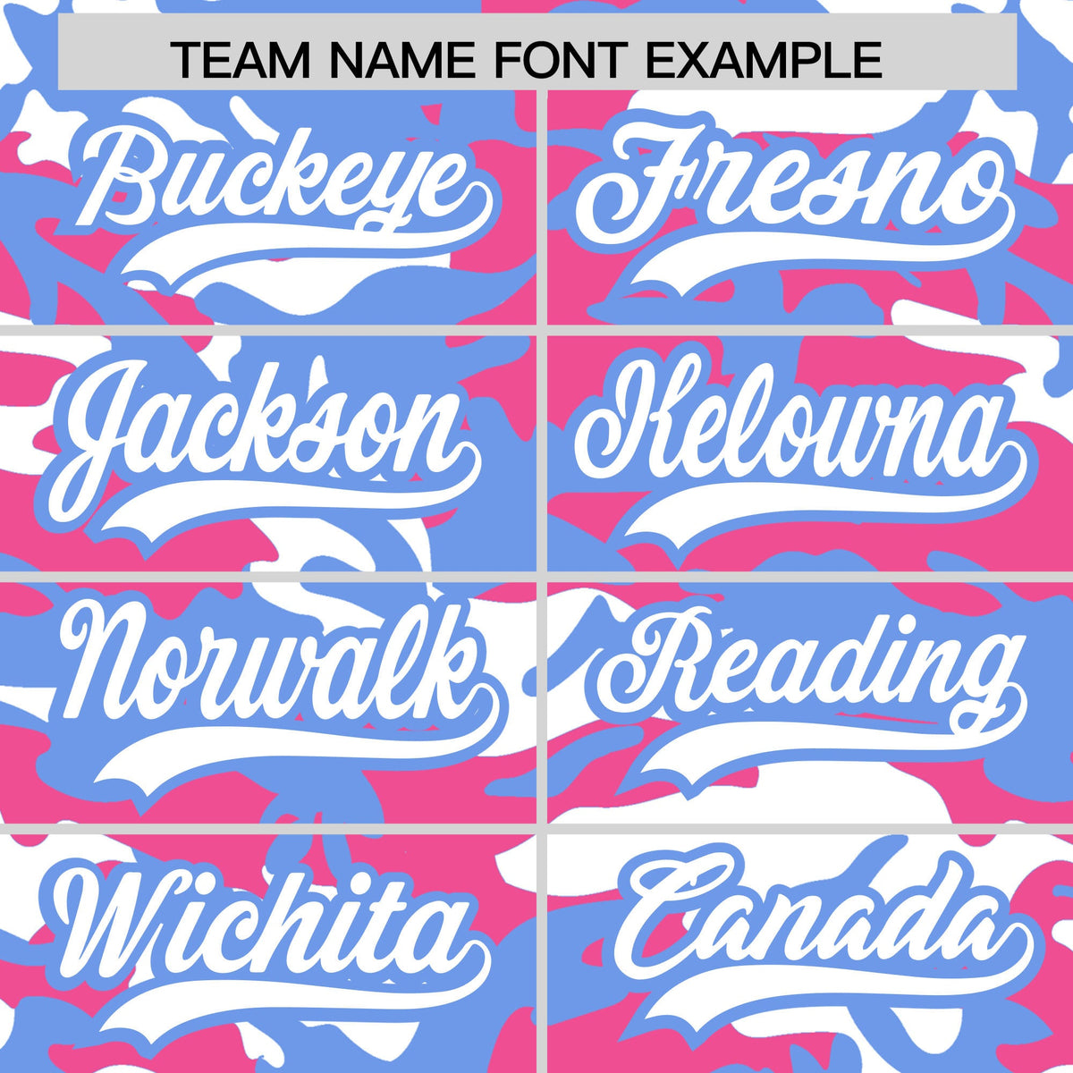 Custom Pink Light Blue White Camo Gradient Fashion Baseball Jersey