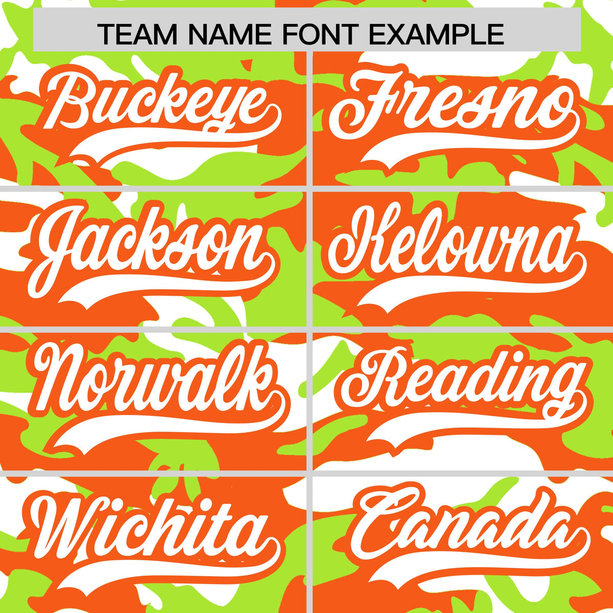 Custom Neon Green Orange White Camo Gradient Fashion Baseball Jersey | Perfect for Training,Sublimation Printed &amp; Stitched,Add Name and Numbern,Perfect for Teams | KXKSHOP