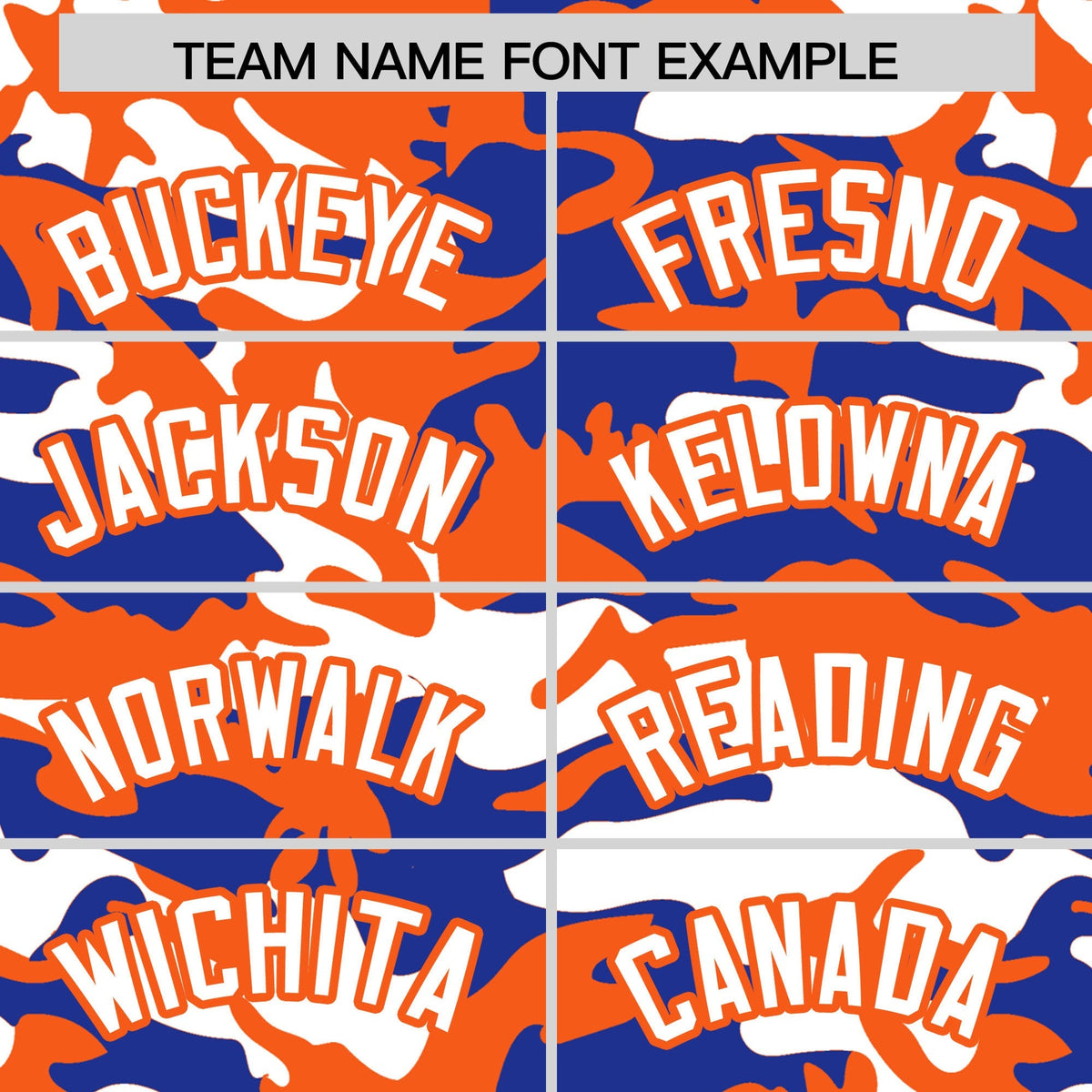 Custom Royal Blue Orange White Camo Gradient Fashion Baseball Jersey | Perfect for Training,Sublimation Printed &amp; Stitched,Add Name and Numbern,Perfect for Teams | KXKSHOP