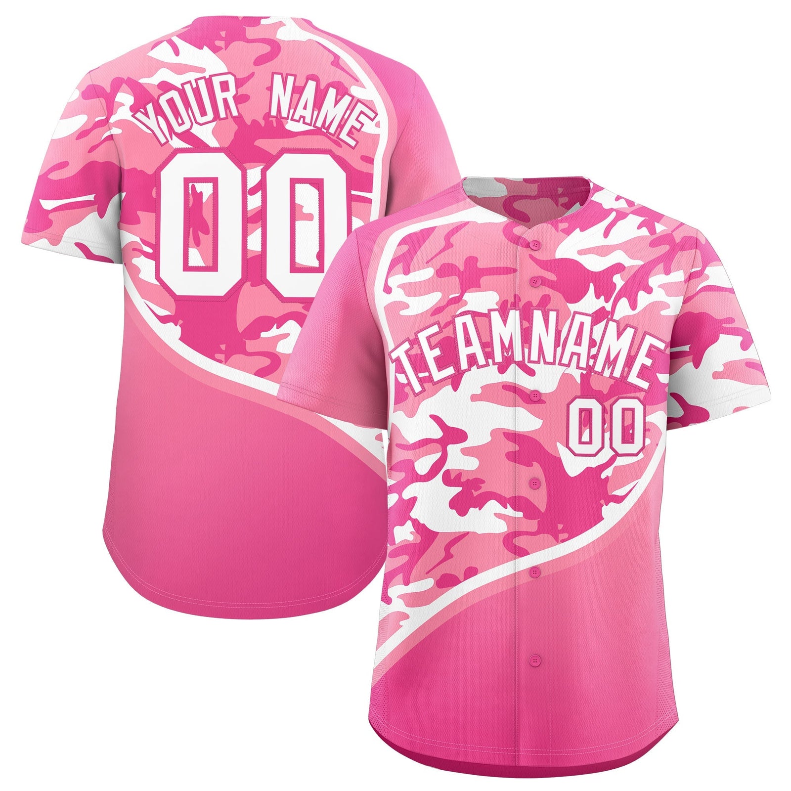 Custom Light Pink Pink White Camo Gradient Fashion Baseball Jersey | Perfect for Training,Sublimation Printed & Stitched,Add Name and Numbern,Perfect for Teams | KXKSHOP