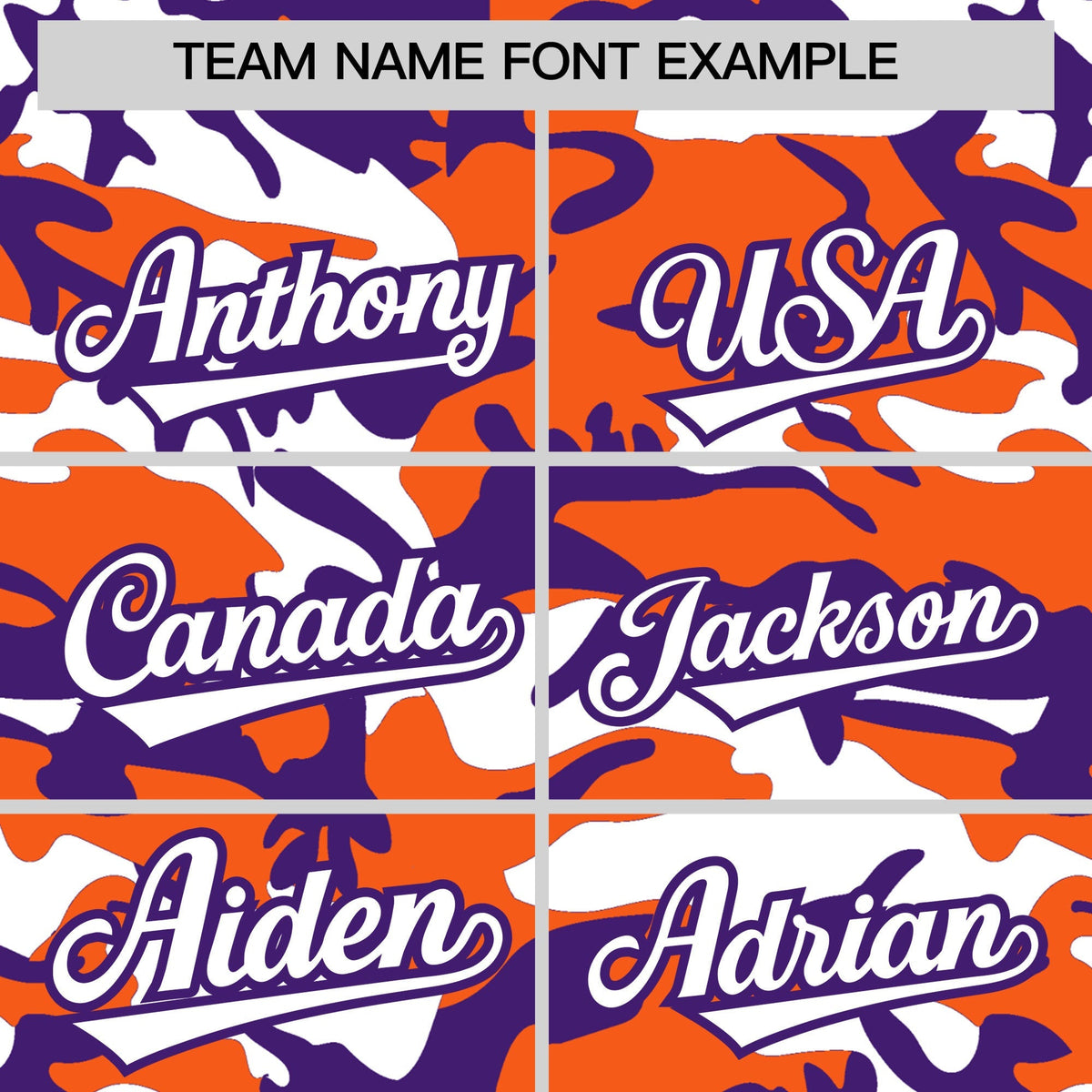 Custom Orange Purple White Camo Gradient Fashion Baseball Jersey | Perfect for Training,Sublimation Printed &amp; Stitched,Add Name and Numbern,Perfect for Teams | KXKSHOP