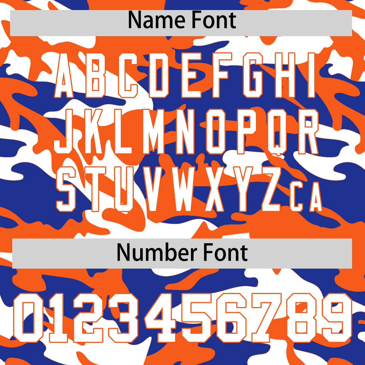 Custom Royal Blue Orange White Camo Gradient Fashion Baseball Jersey | Perfect for Training,Sublimation Printed &amp; Stitched,Add Name and Numbern,Perfect for Teams | KXKSHOP