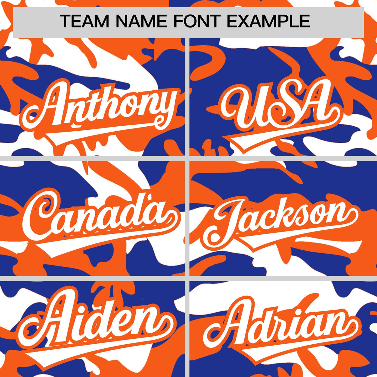 Custom Royal Blue Orange White Camo Gradient Fashion Baseball Jersey | Perfect for Training,Sublimation Printed &amp; Stitched,Add Name and Numbern,Perfect for Teams | KXKSHOP