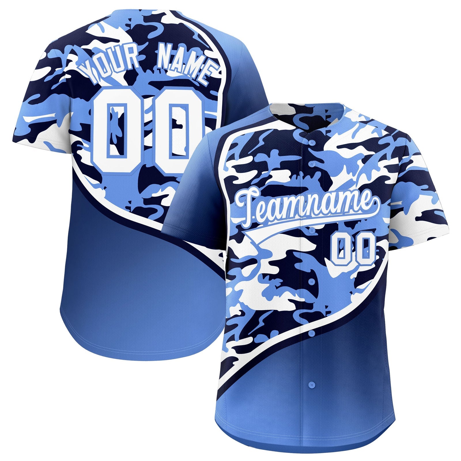 Custom Navy Light Blue White Camo Gradient Fashion Baseball Jersey | Perfect for Training,Sublimation Printed & Stitched,Add Name and Numbern,Perfect for Teams | KXKSHOP
