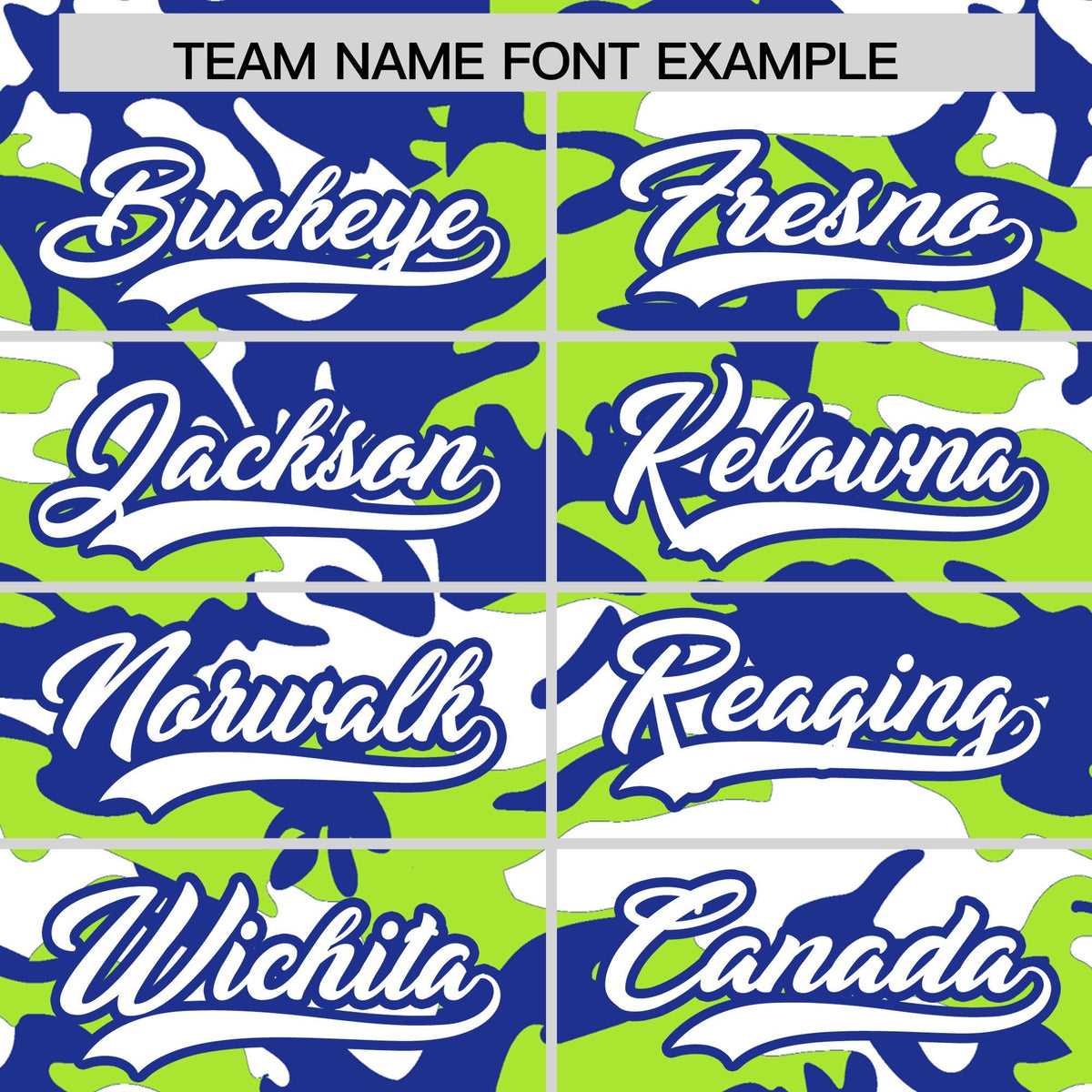 Custom Neon Green Royal Blue White Camo Gradient Fashion Baseball Jersey | Perfect for Training,Sublimation Printed & Stitched,Add Name and Numbern,Perfect for Teams | KXKSHOP