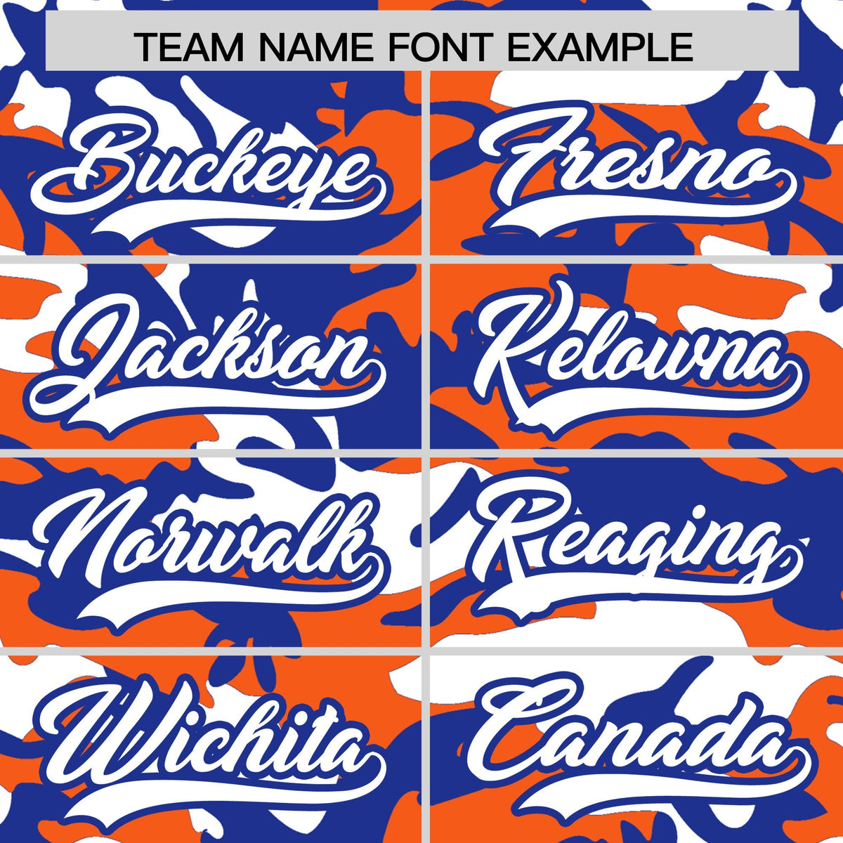 Custom Orange Royal Blue White Camo Gradient Fashion Baseball Jersey | Perfect for Training,Sublimation Printed & Stitched,Add Name and Numbern,Perfect for Teams | KXKSHOP