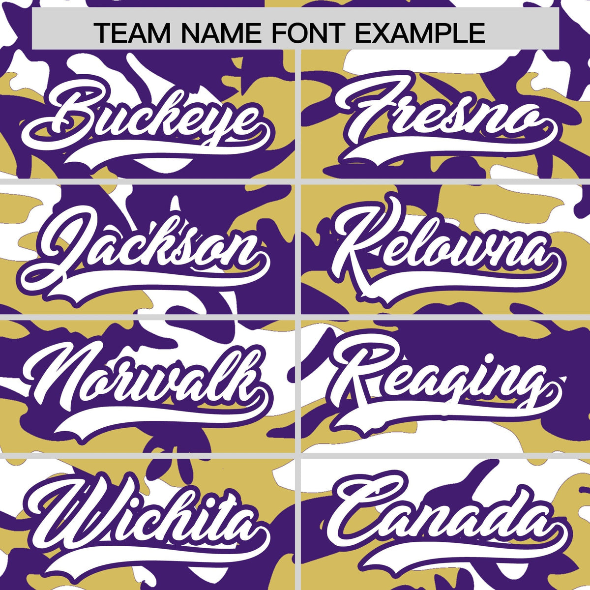 Custom Old Gold Purple White Camo Gradient Fashion Baseball Jersey | Perfect for Training,Sublimation Printed &amp; Stitched,Add Name and Numbern,Perfect for Teams | KXKSHOP