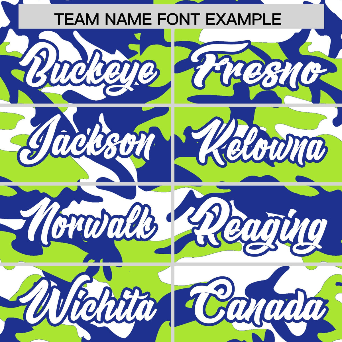 Custom Neon Green Royal Blue White Camo Gradient Fashion Baseball Jersey | Perfect for Training,Sublimation Printed & Stitched,Add Name and Numbern,Perfect for Teams | KXKSHOP