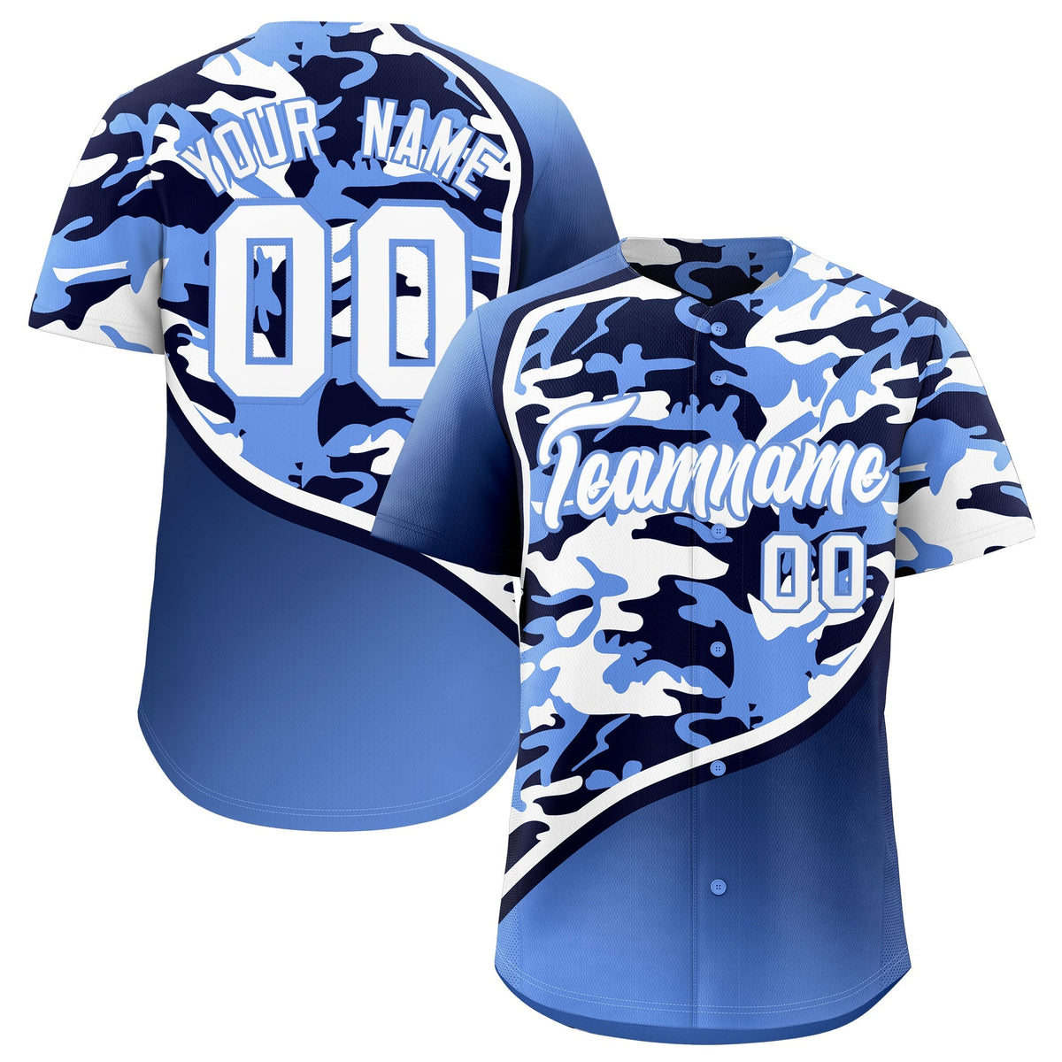 Custom Navy Light Blue White Camo Gradient Fashion Baseball Jersey | Perfect for Training,Sublimation Printed &amp; Stitched,Add Name and Numbern,Perfect for Teams | KXKSHOP