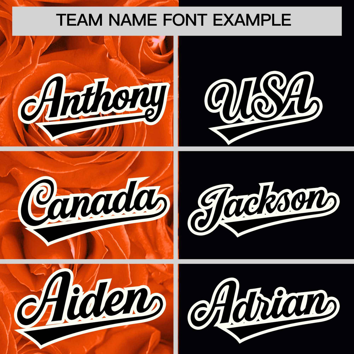 Custom Orange Black Split Rose Print Authentic Baseball Jersey