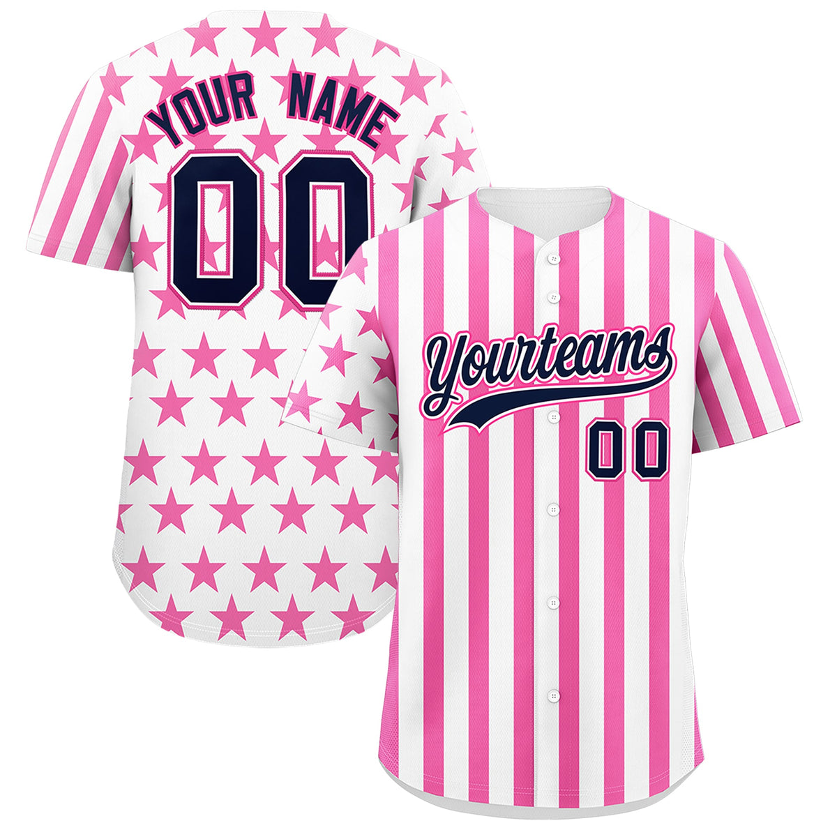 Custom White Pink American Flag Graffiti Pattern Baseball Jersey| KXKSHOP