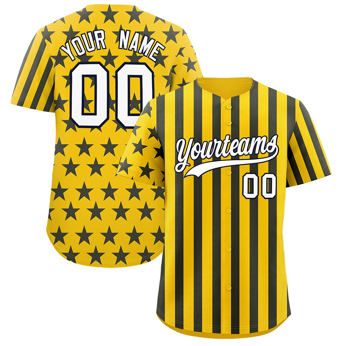 Custom Gold Navy White American Flag Graffiti Pattern Baseball Jersey| KXKSHOP