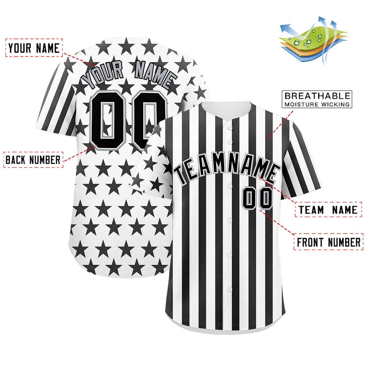 Custom White Black American Flag Graffiti Pattern Baseball Jersey| KXKSHOP