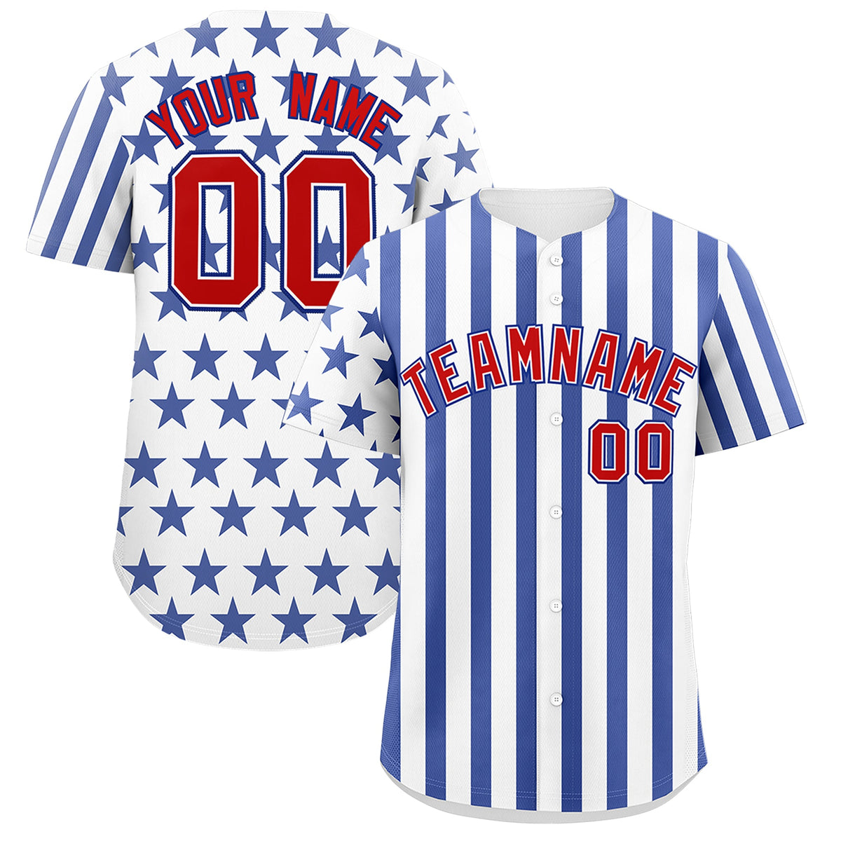 Custom White Royal Blue American Flag Graffiti Pattern Baseball Jersey| KXKSHOP